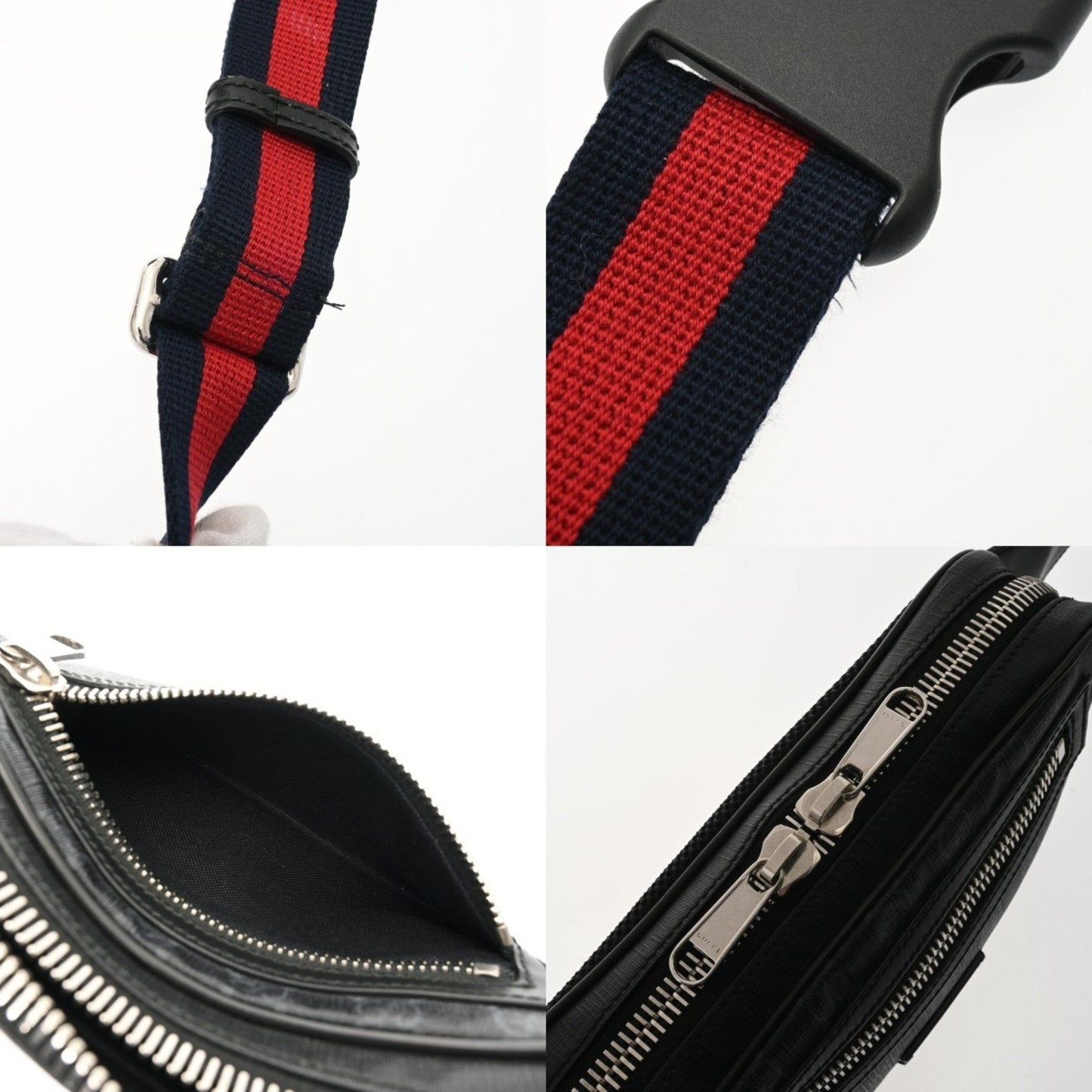 Gucci Black Gray Gg Supreme Canvas Sling Bag