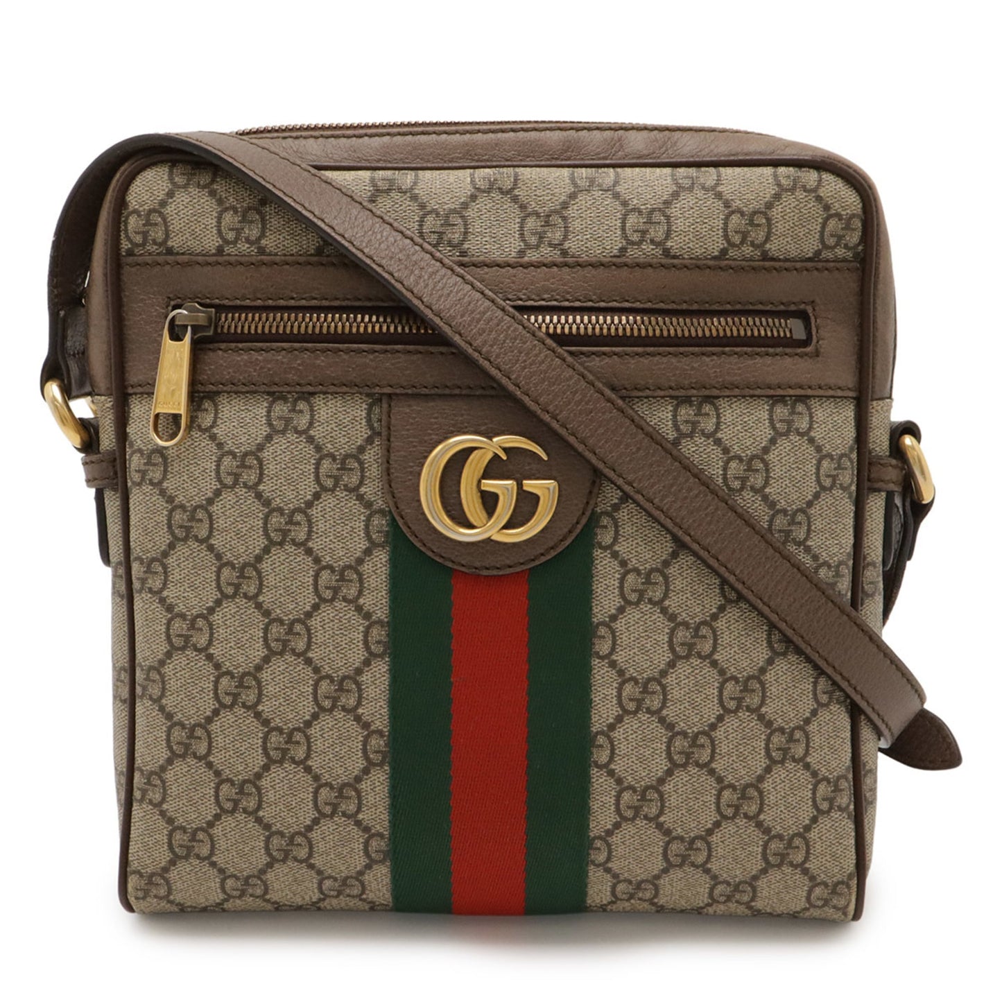 Gucci Beige Brown Gg Supreme Canvas Leather Pvc Coated Canvas Shoulder Bag