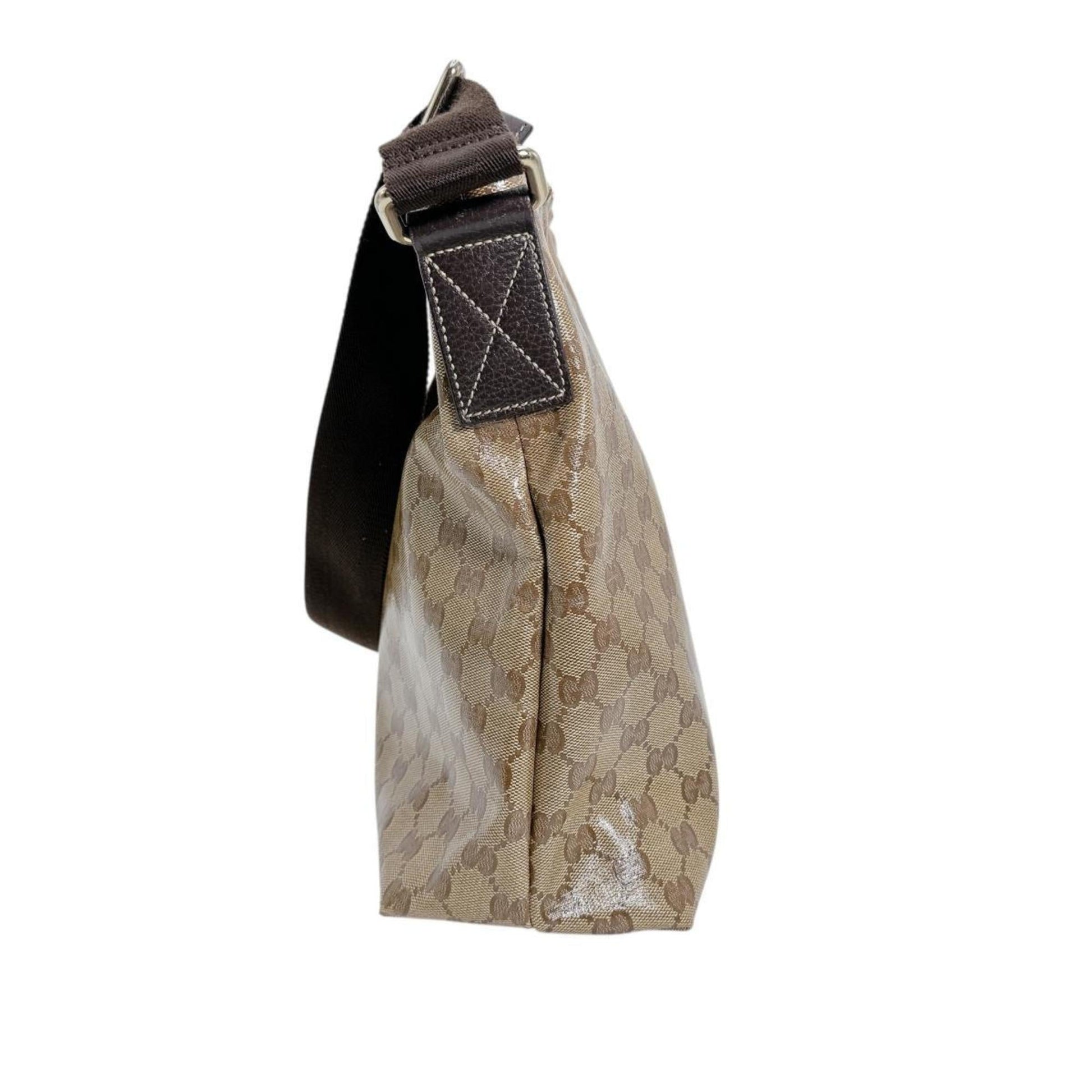 Gucci Brown Coated Canvas Pvc Shoulder Bag