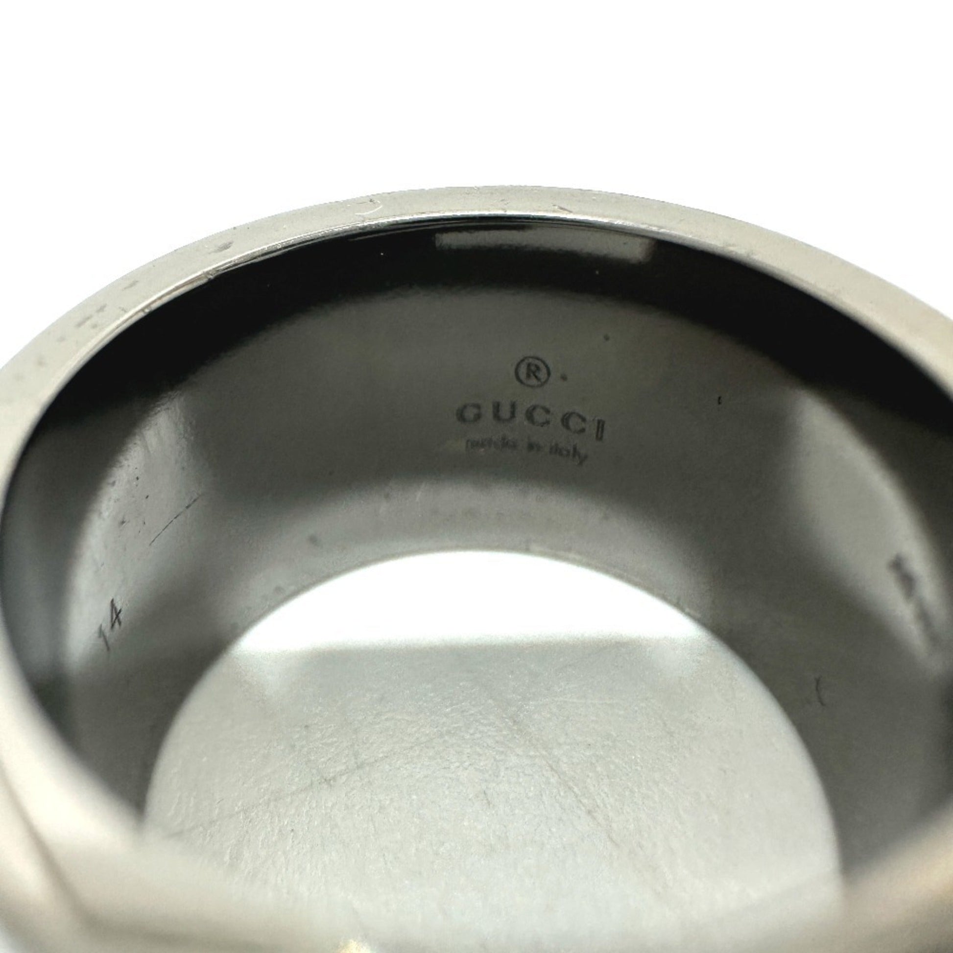 Gucci Black Silver Metal Band Ring