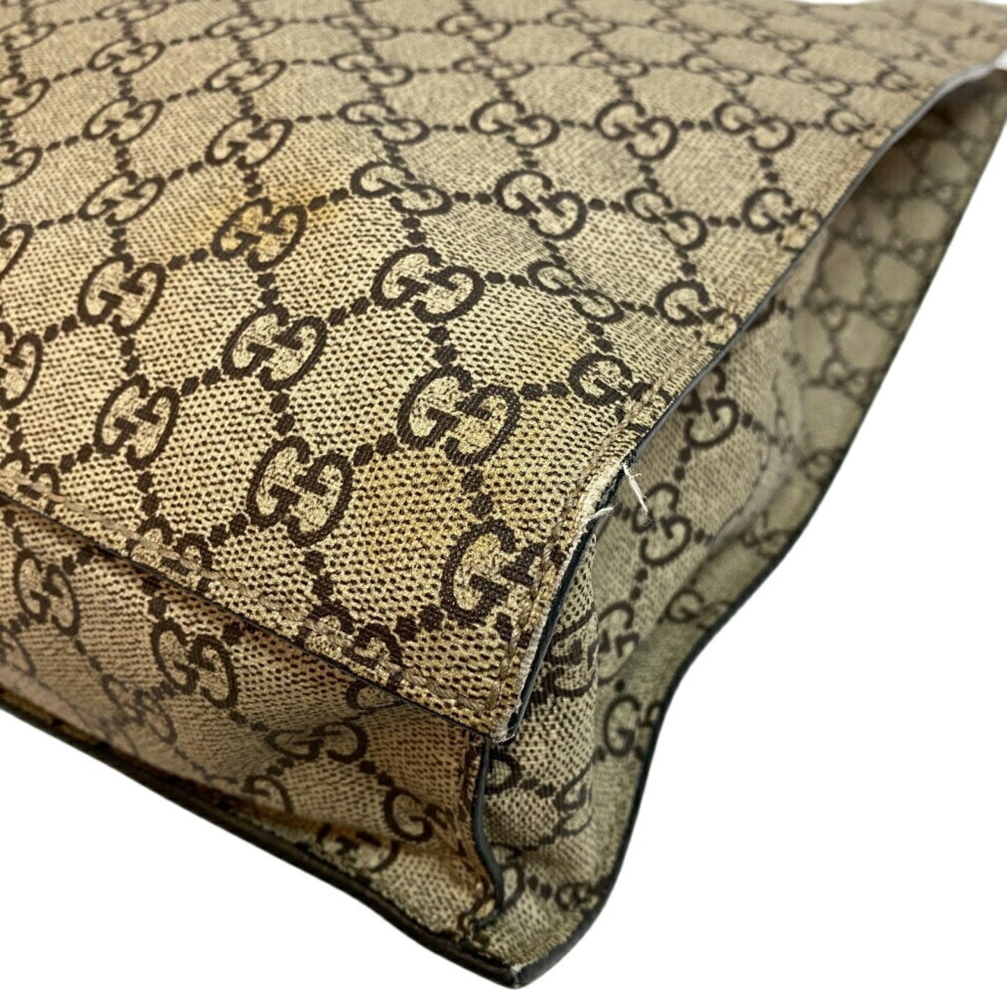 Gucci Beige Black Pvc Leather Tote Bag