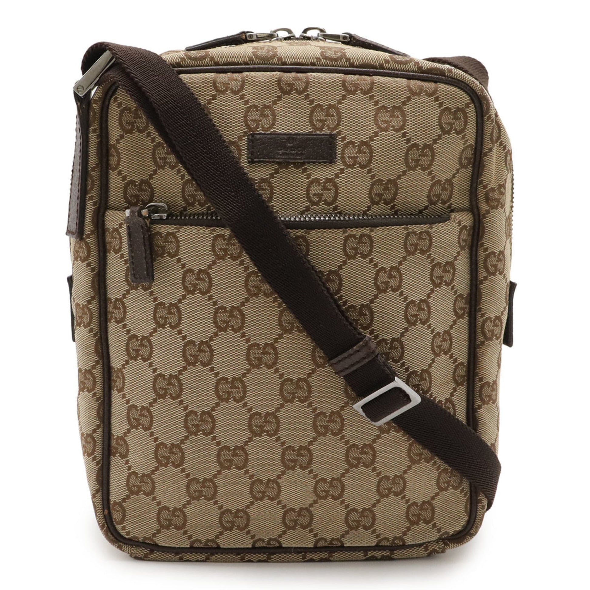 Gucci Beige Brown Dark Brown Khaki Gg Canvas Pochette Shoulder Bag