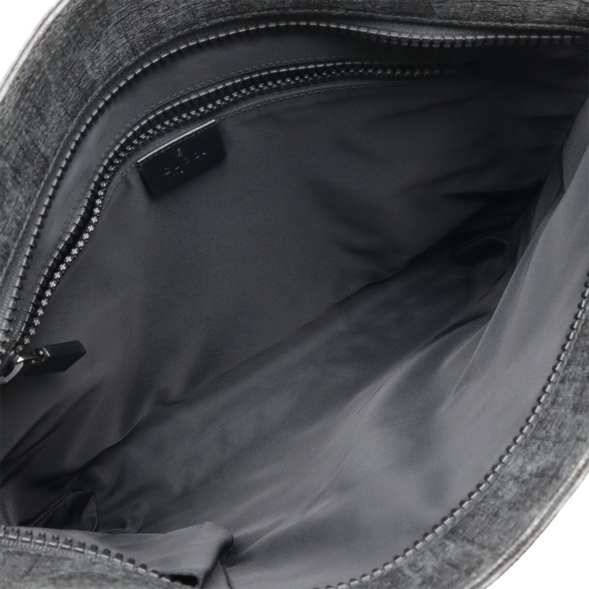 Gucci Black Gray Gg Supreme Leather Shoulder Bag