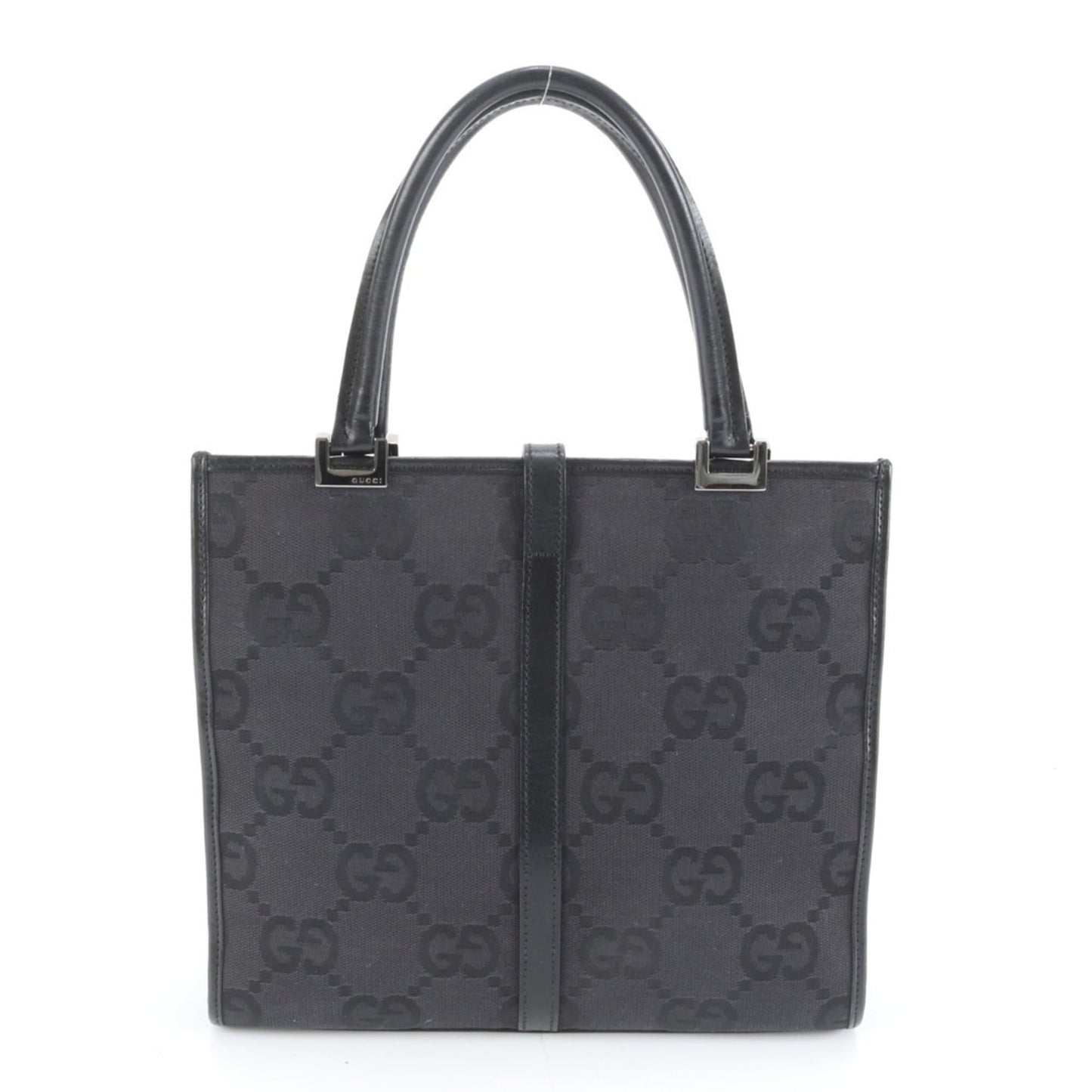 Gucci Black Leather Canvas Tote Bag