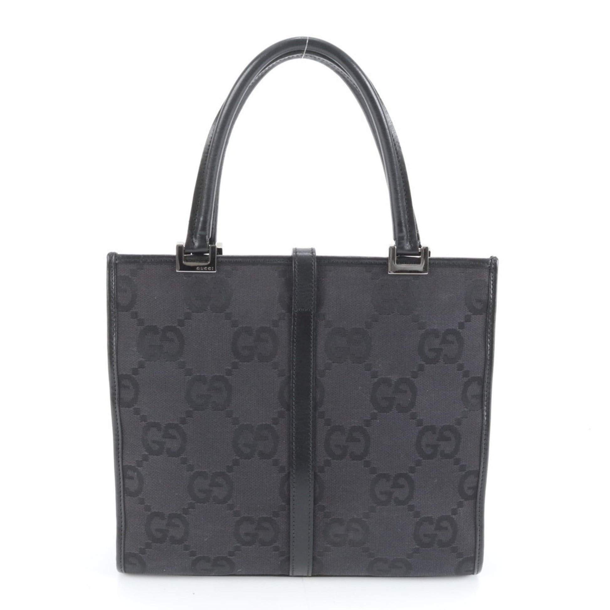 Gucci Black Leather Canvas Tote Bag