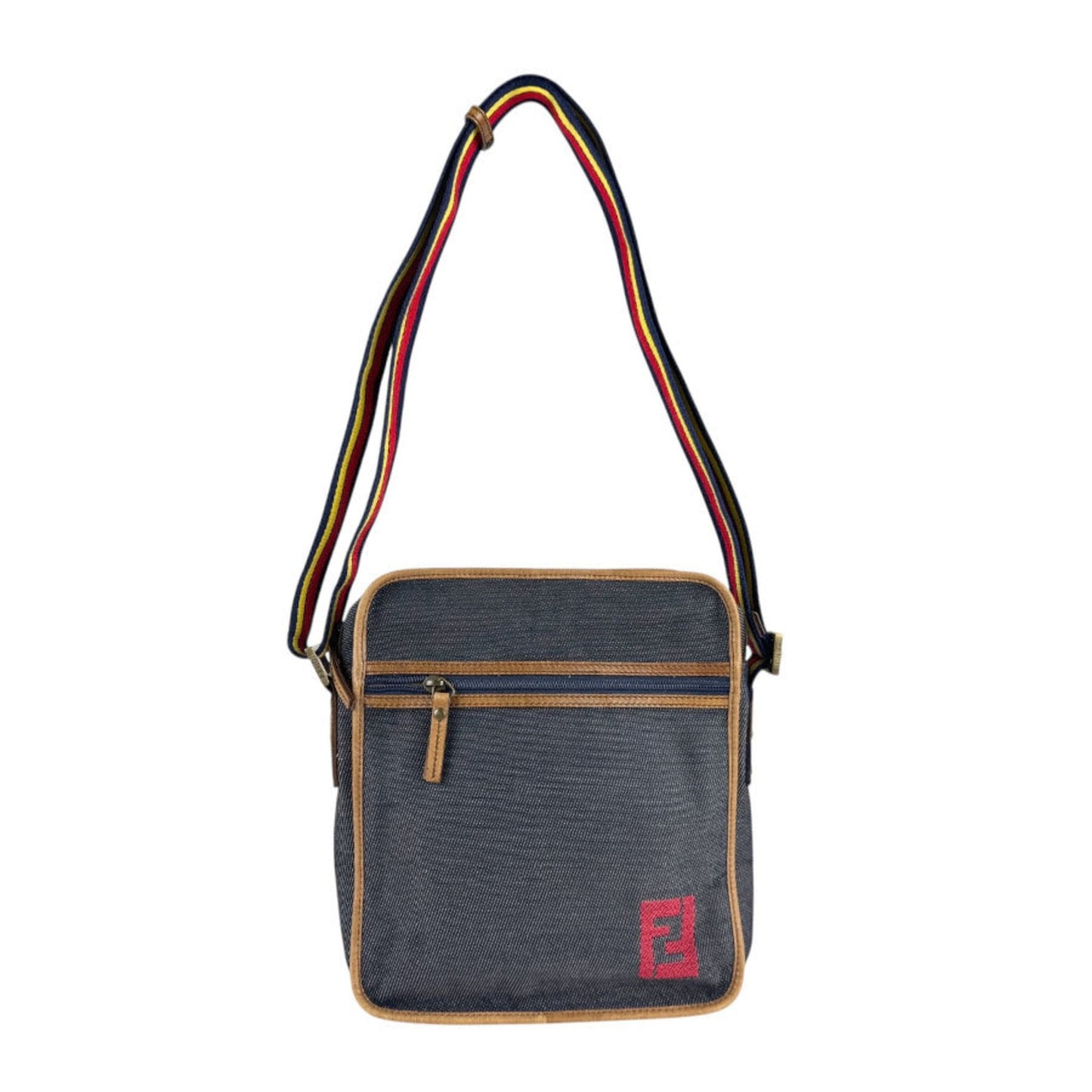 Dior Handbag Christian Shoulder Bag Leather Denim Brown