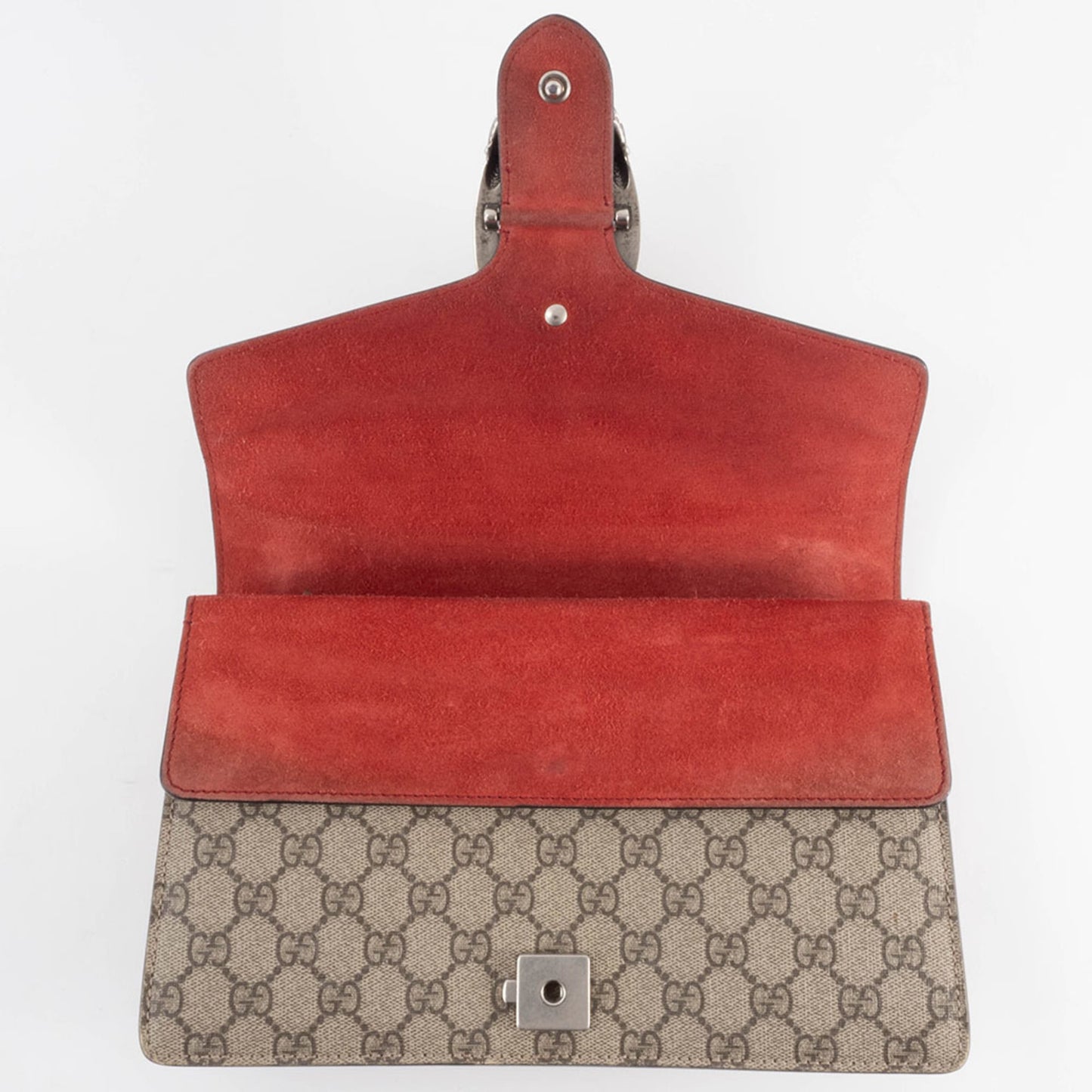 Gucci Beige Red Color Gg Supreme Leather Shoulder Bag