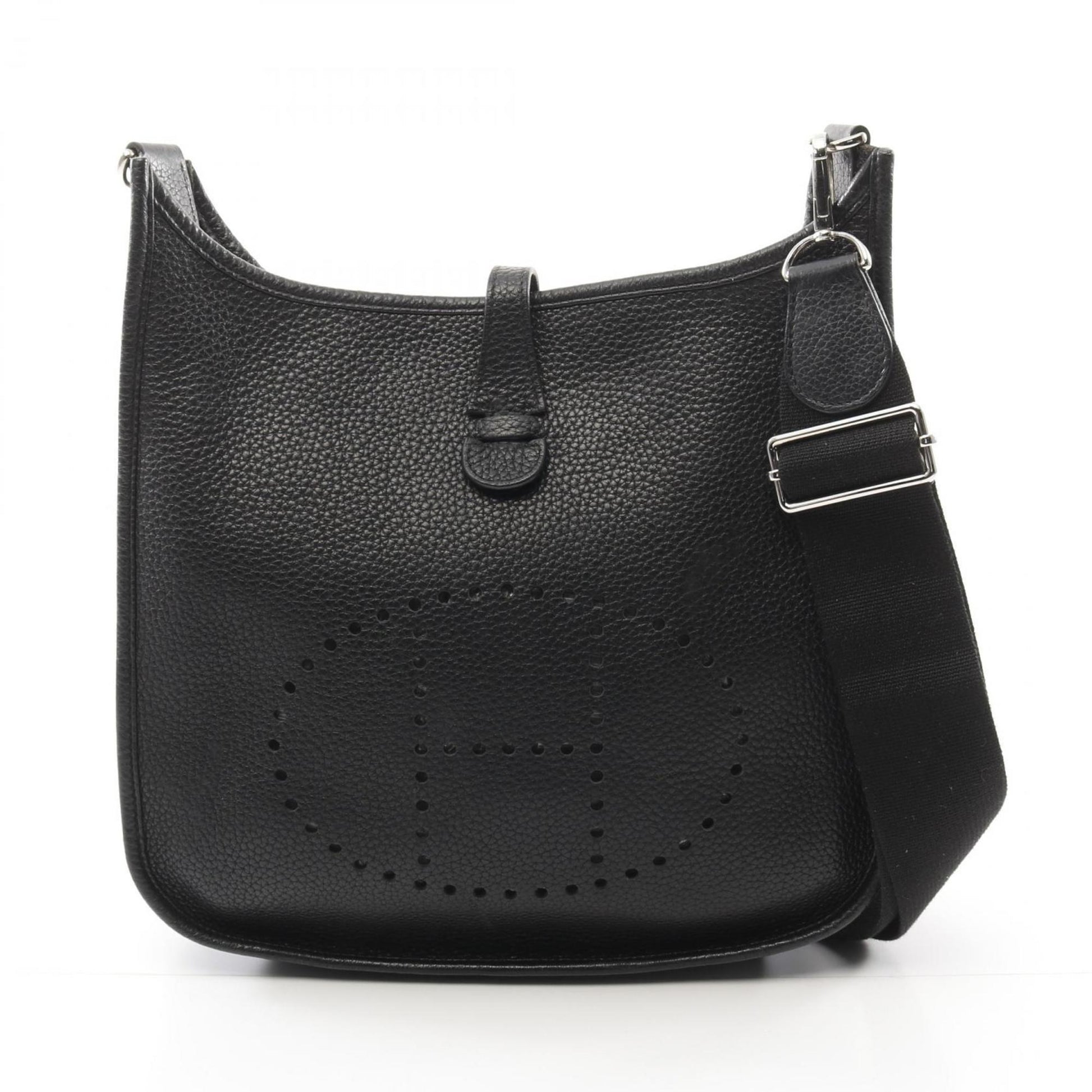 Hermes Evelyne Taurillon Clemence Shoulder Bag Leather Black