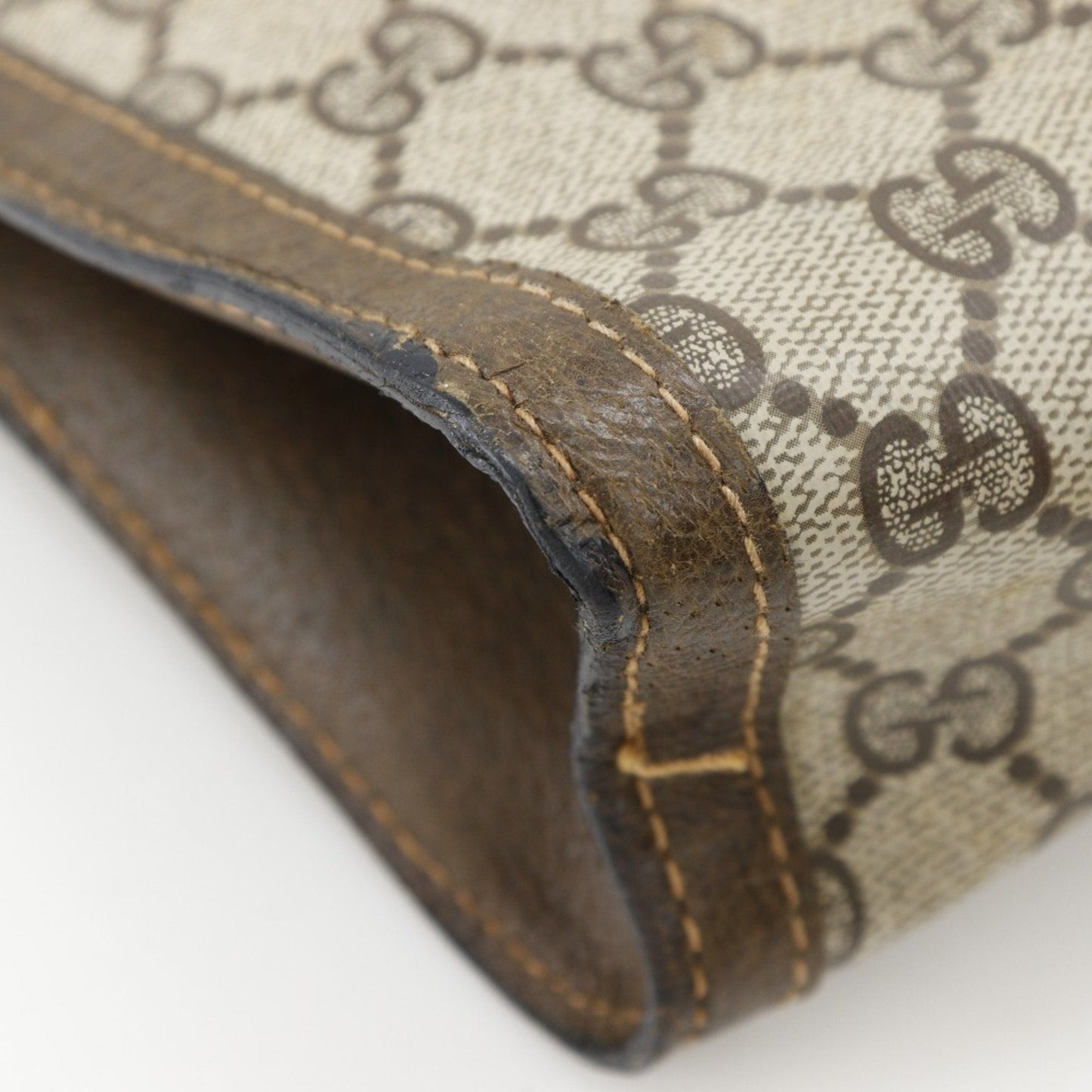 Gucci Brown Gg Plus Leather Clutch Bag Pouch