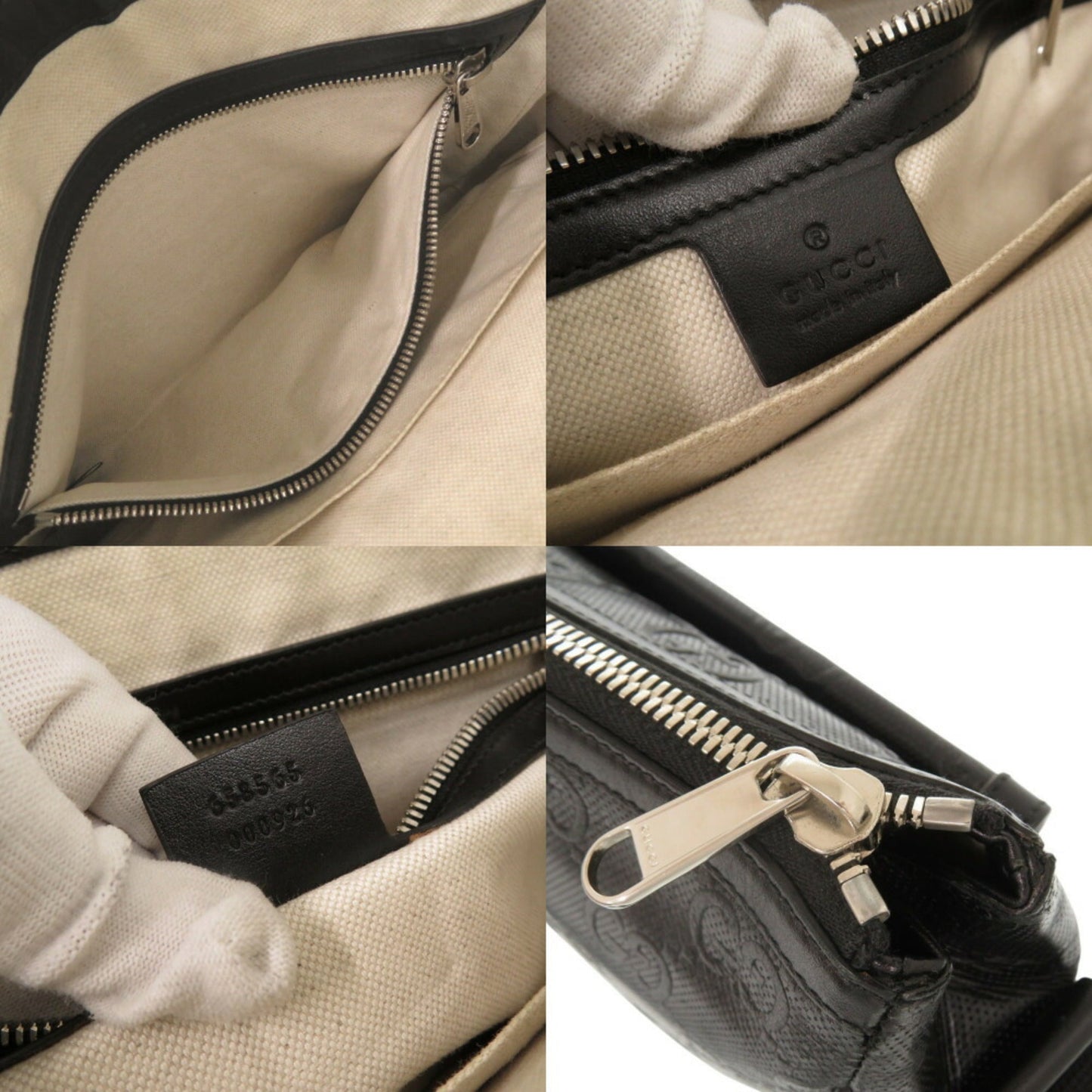 Gucci Black Gg Leather Embossed Leather Messenger Bag Shoulder Bag