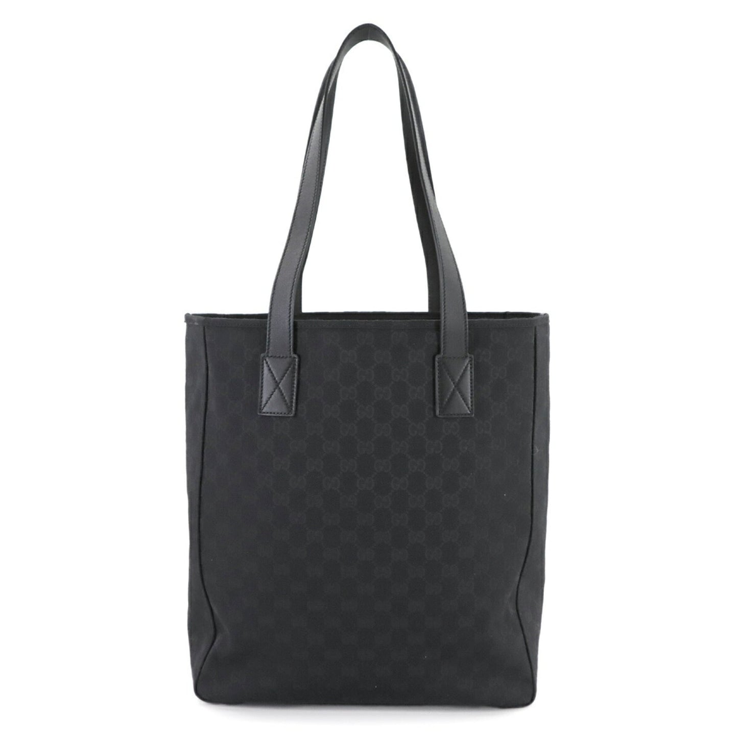 Gucci Black Gg Canvas Leather Tote Bag
