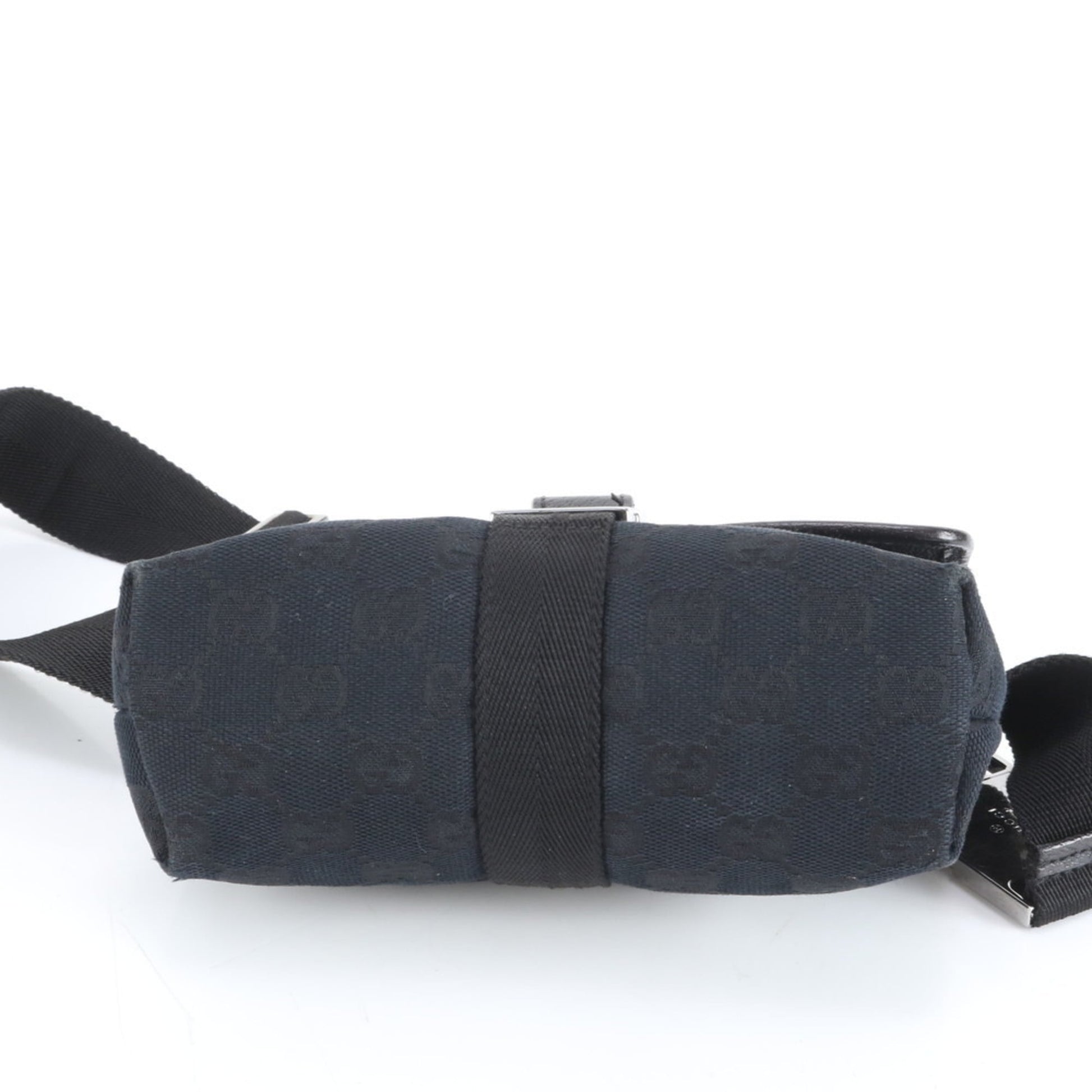 Gucci Black Leather Canvas Pouch Sling Bag