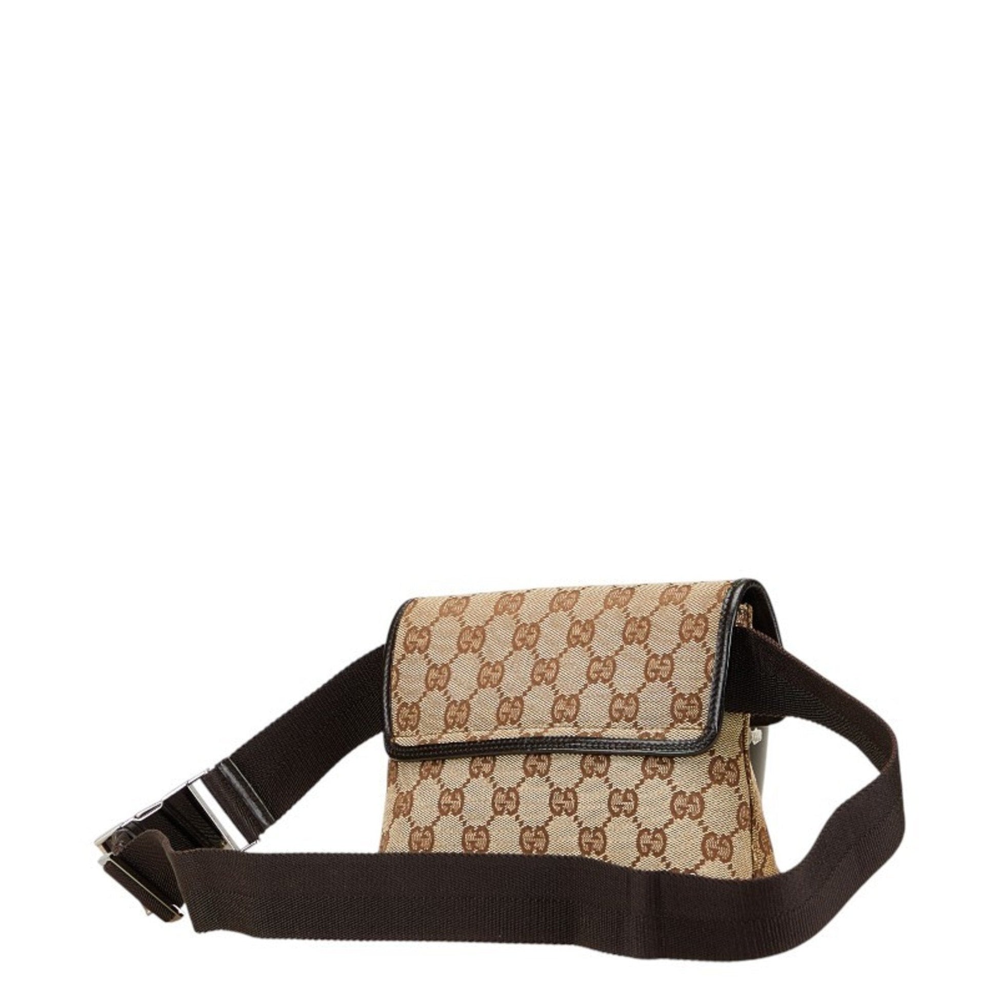 Gucci Beige Brown Canvas Leather Fanny Pack