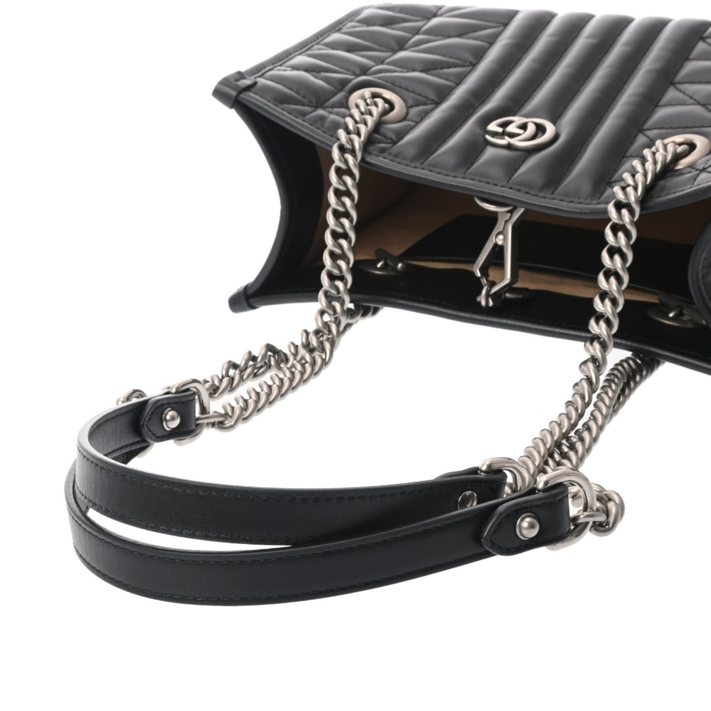 Gucci Black Silver Leather Tote Bag