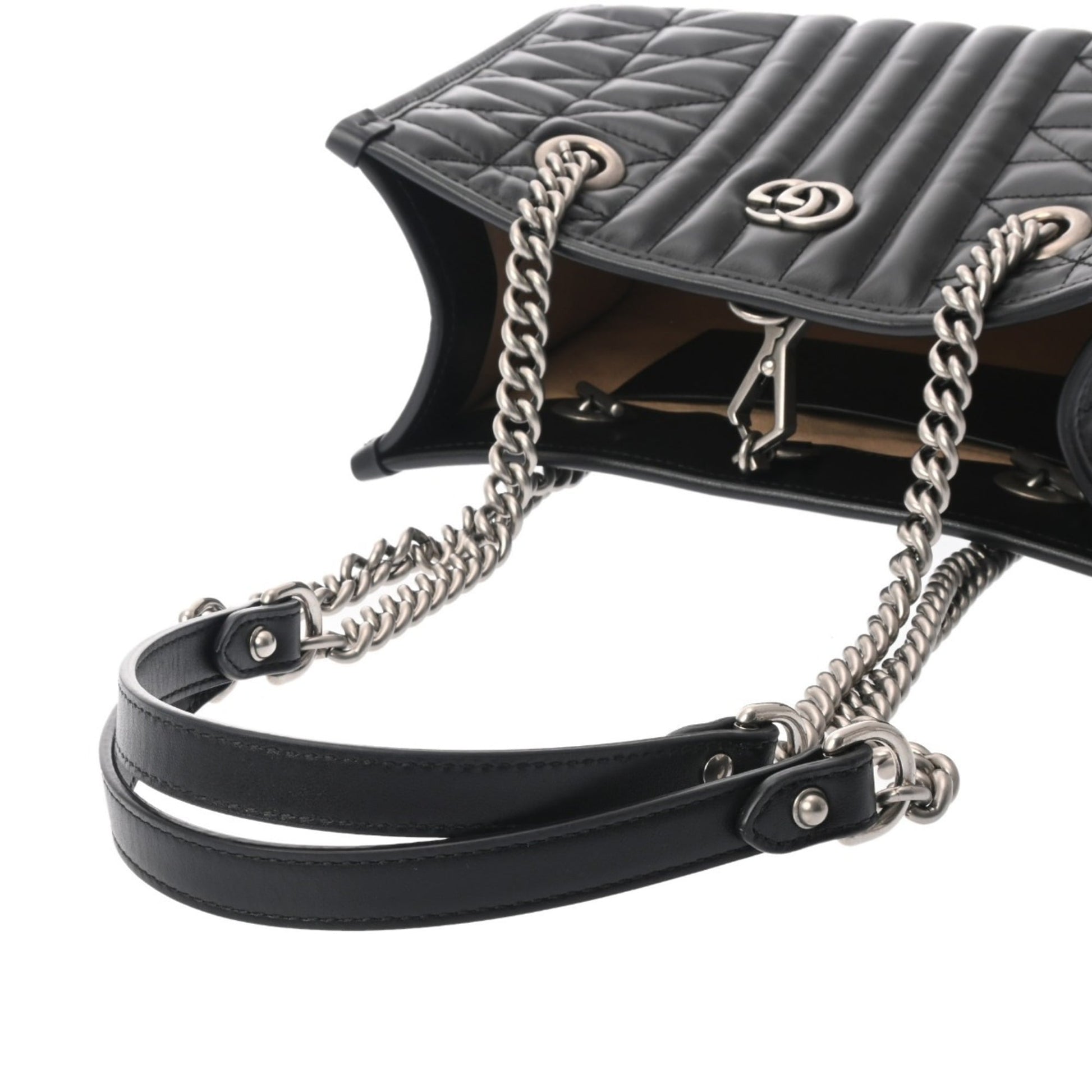 Gucci Black Silver Leather Tote Bag