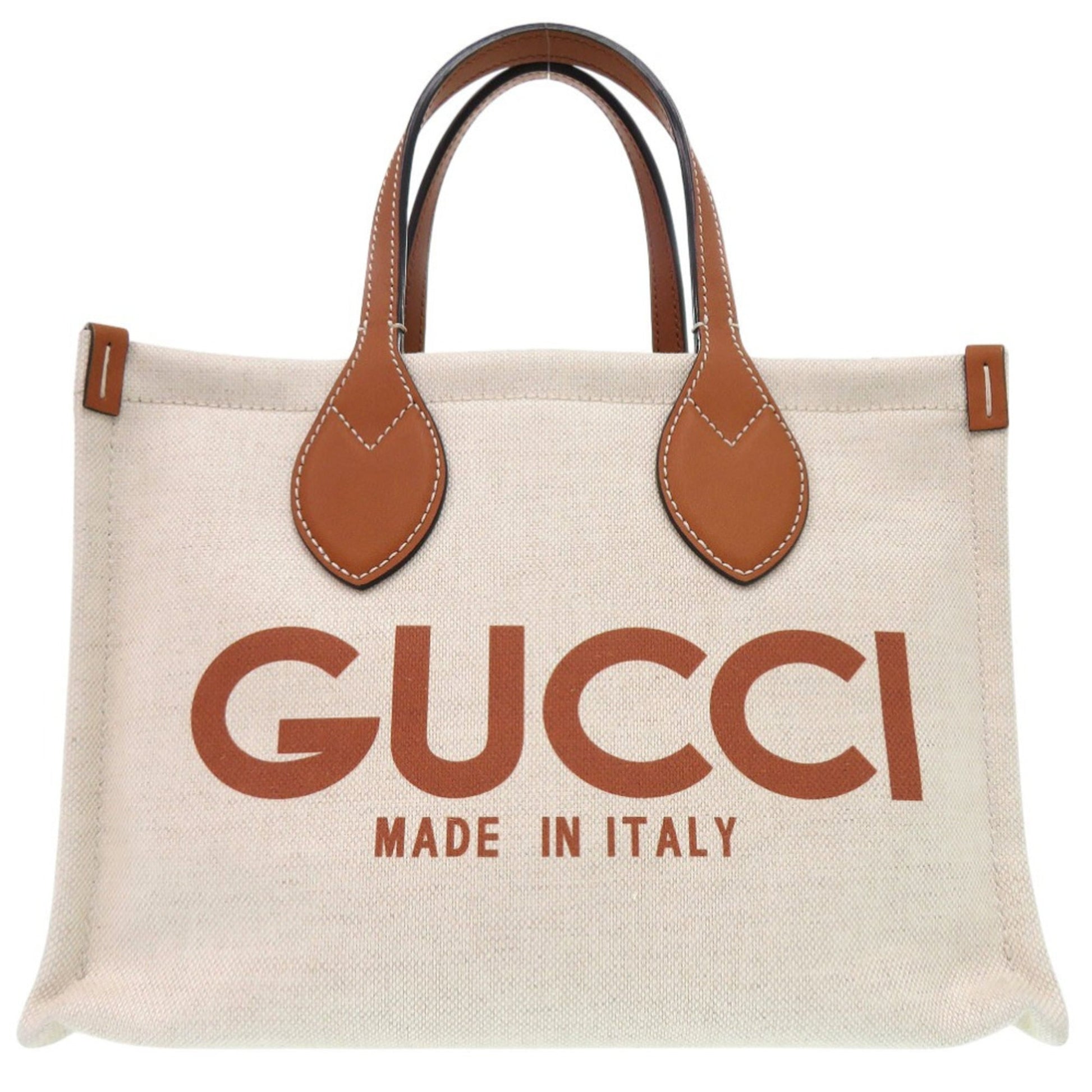 Gucci Beige Canvas Leather Handbag