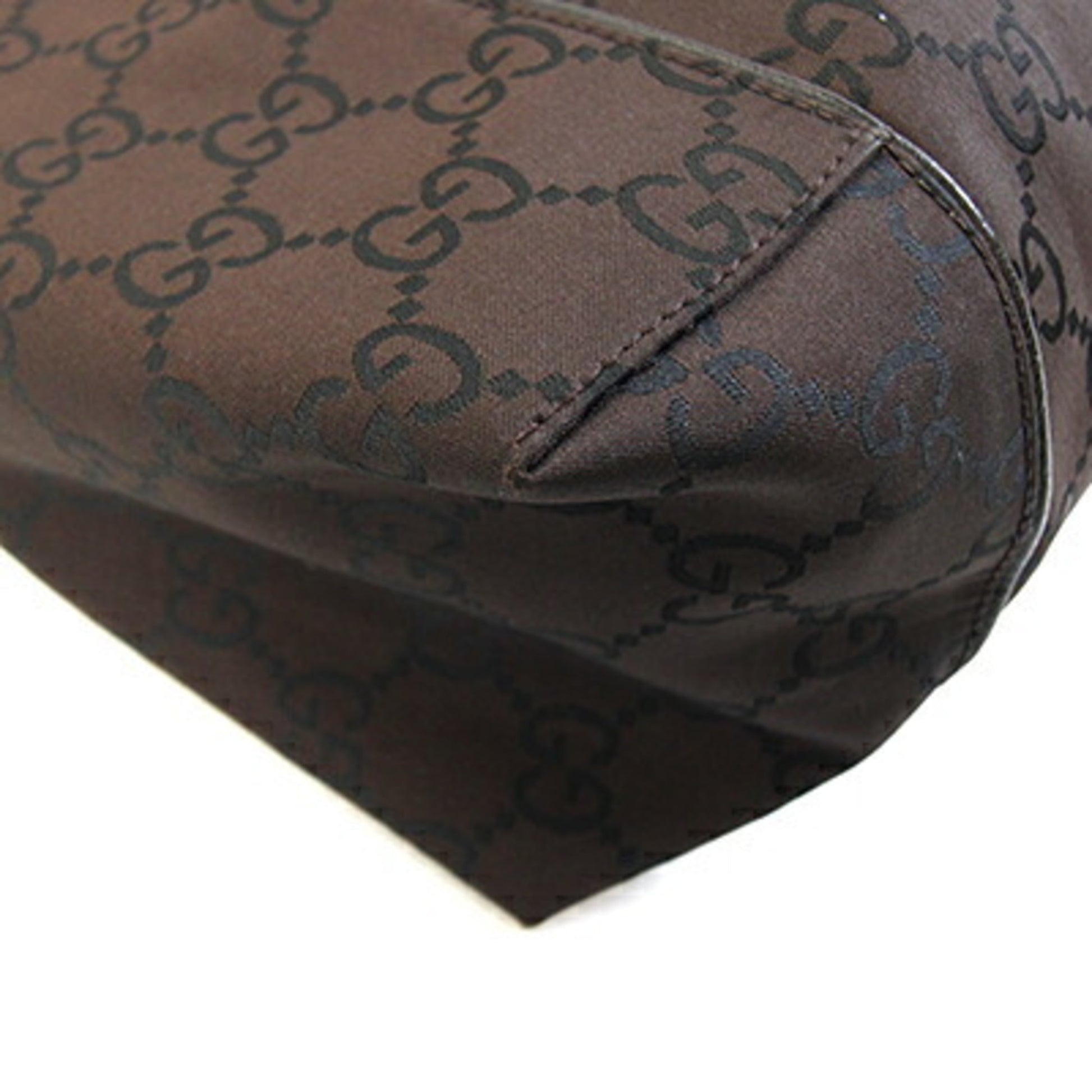Gucci Dark Brown Nylon Leather Shoulder Bag