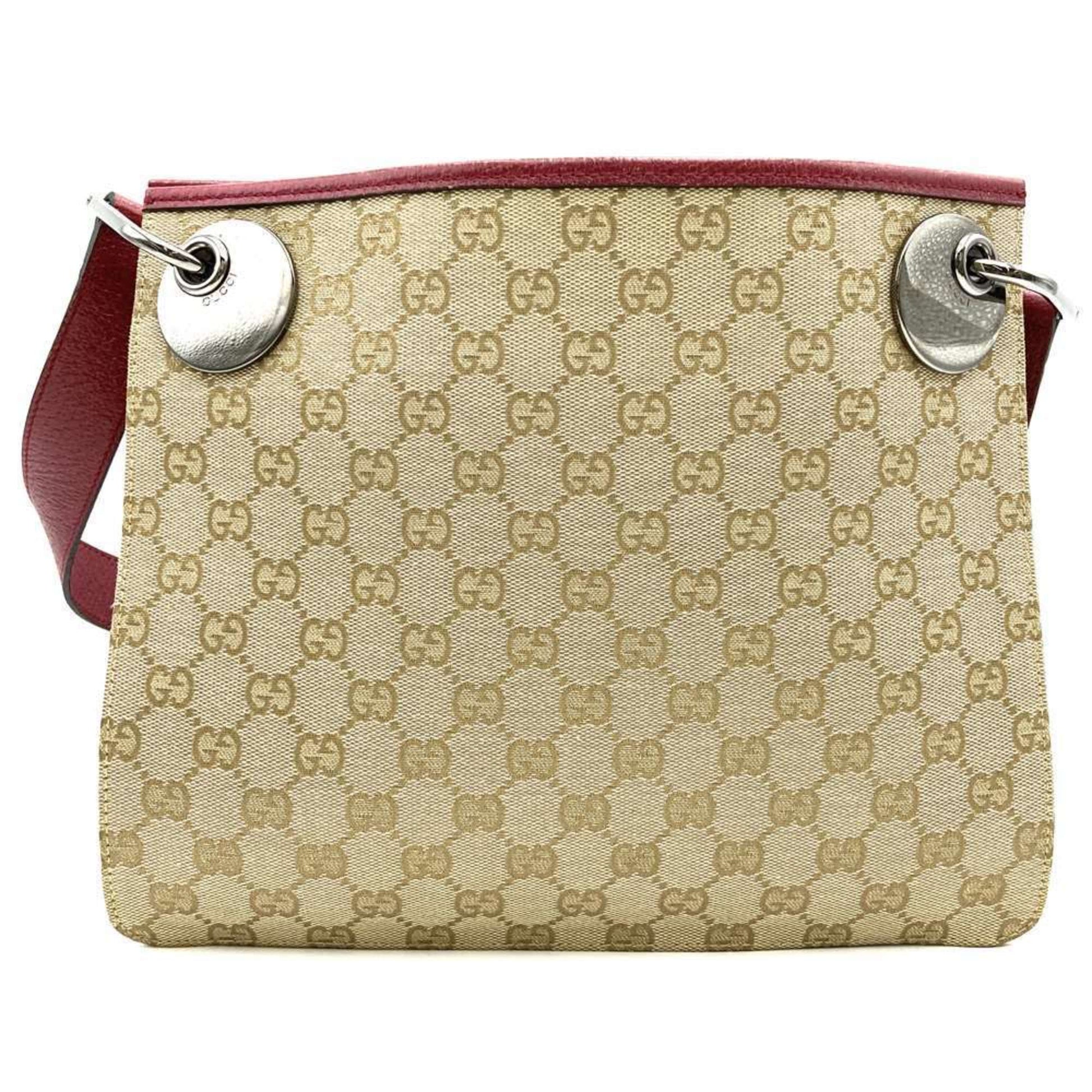 Gucci Gg Canvas Beige Gg Canvas Leather Shoulder Bag