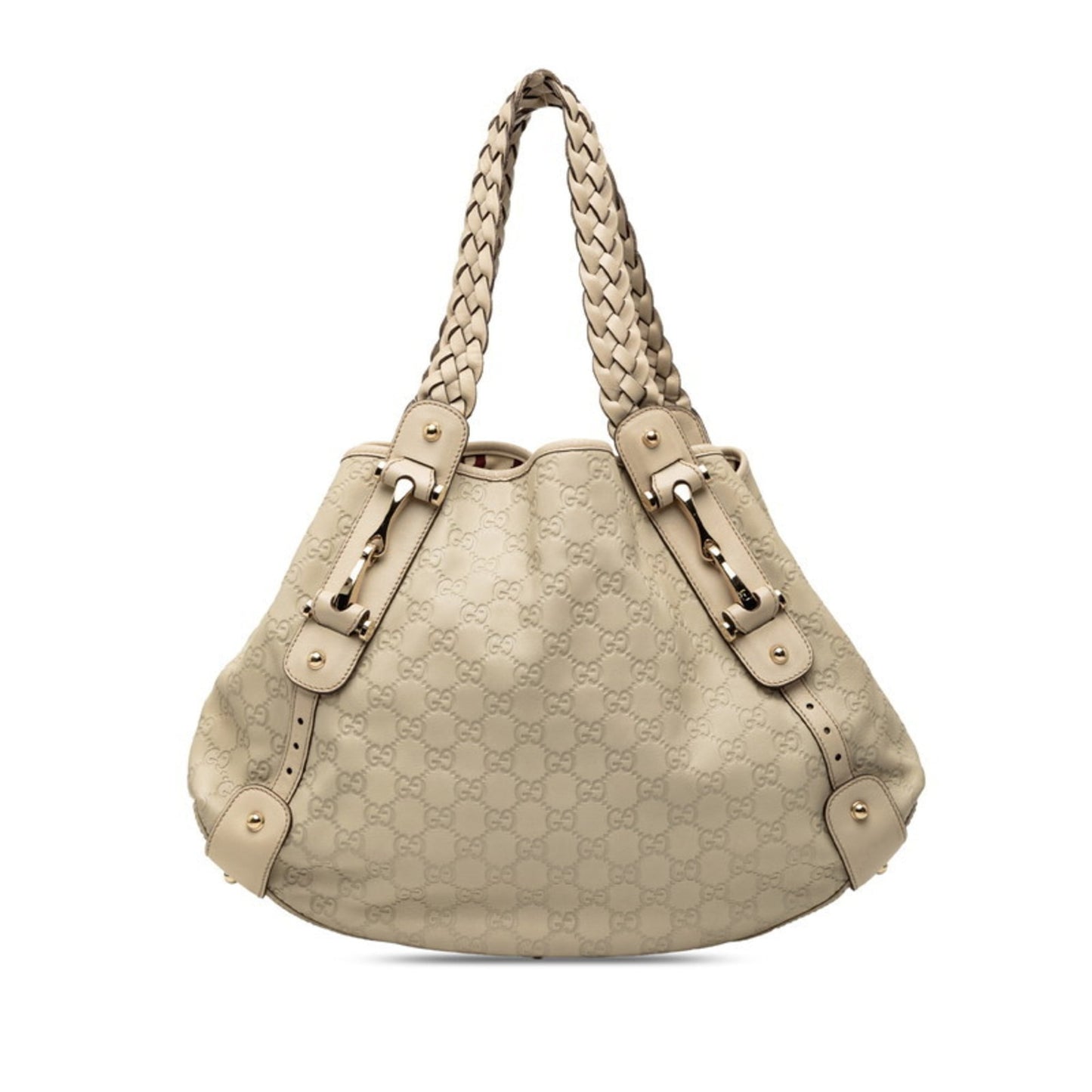 Gucci Beige Ivory Straw Leather Handbag Tote Bag