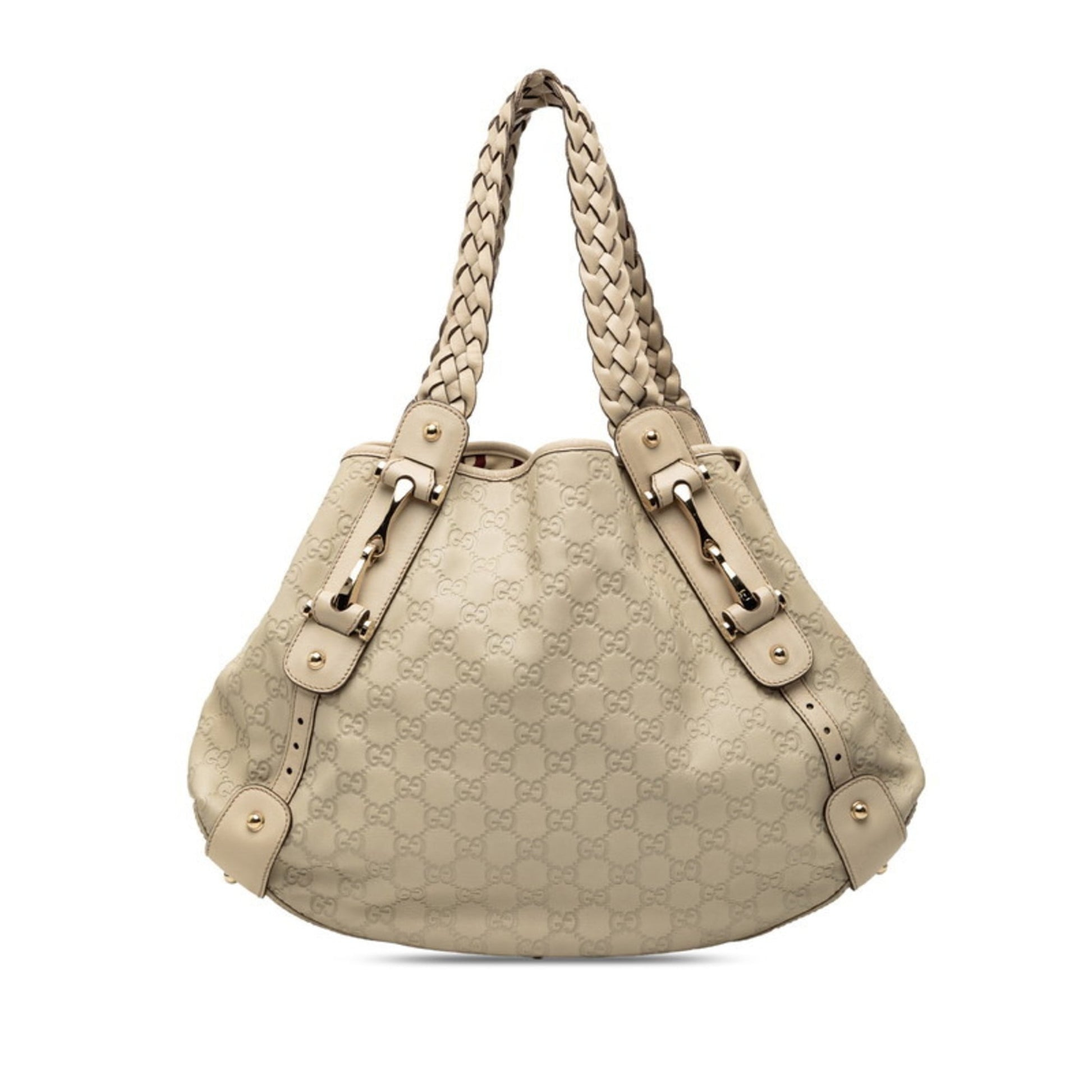 Gucci Beige Ivory Straw Leather Handbag Tote Bag