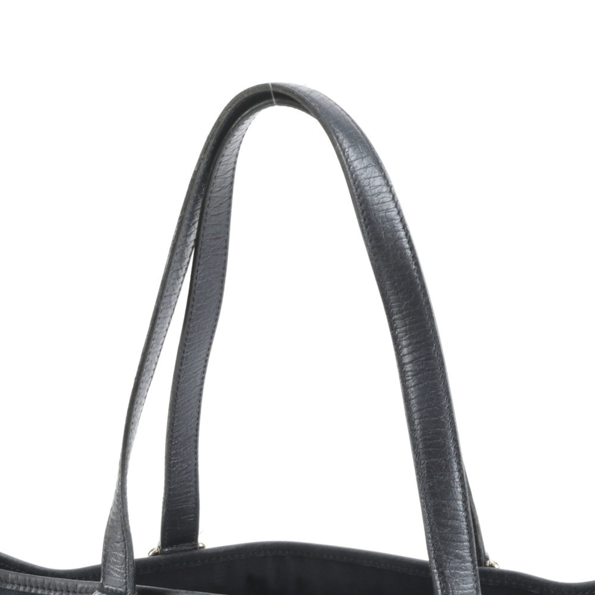 Gucci Black Leather Canvas Tote Bag