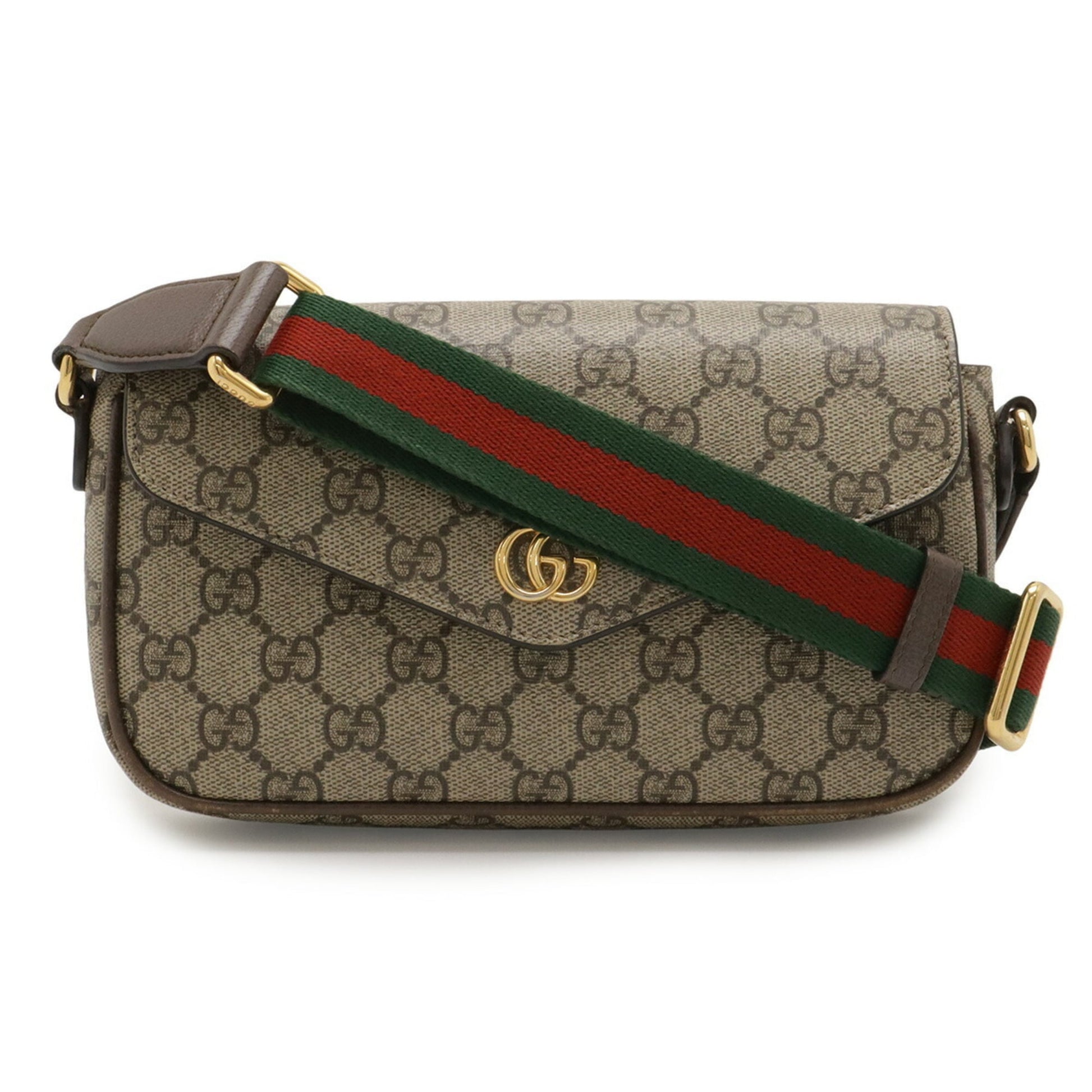 Gucci Sherry Line Beige Green Red Color Gg Supreme Leather Pochette Shoulder Bag