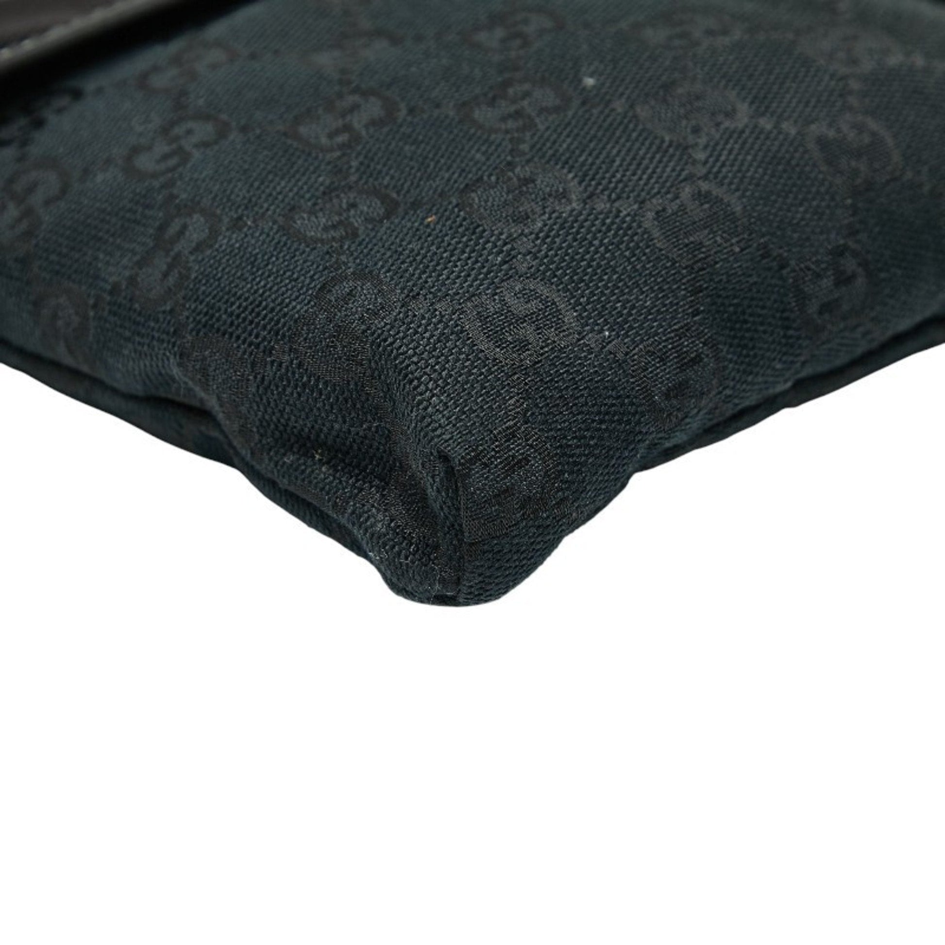 Gucci Black Canvas Leather Fanny Pack Shoulder Bag