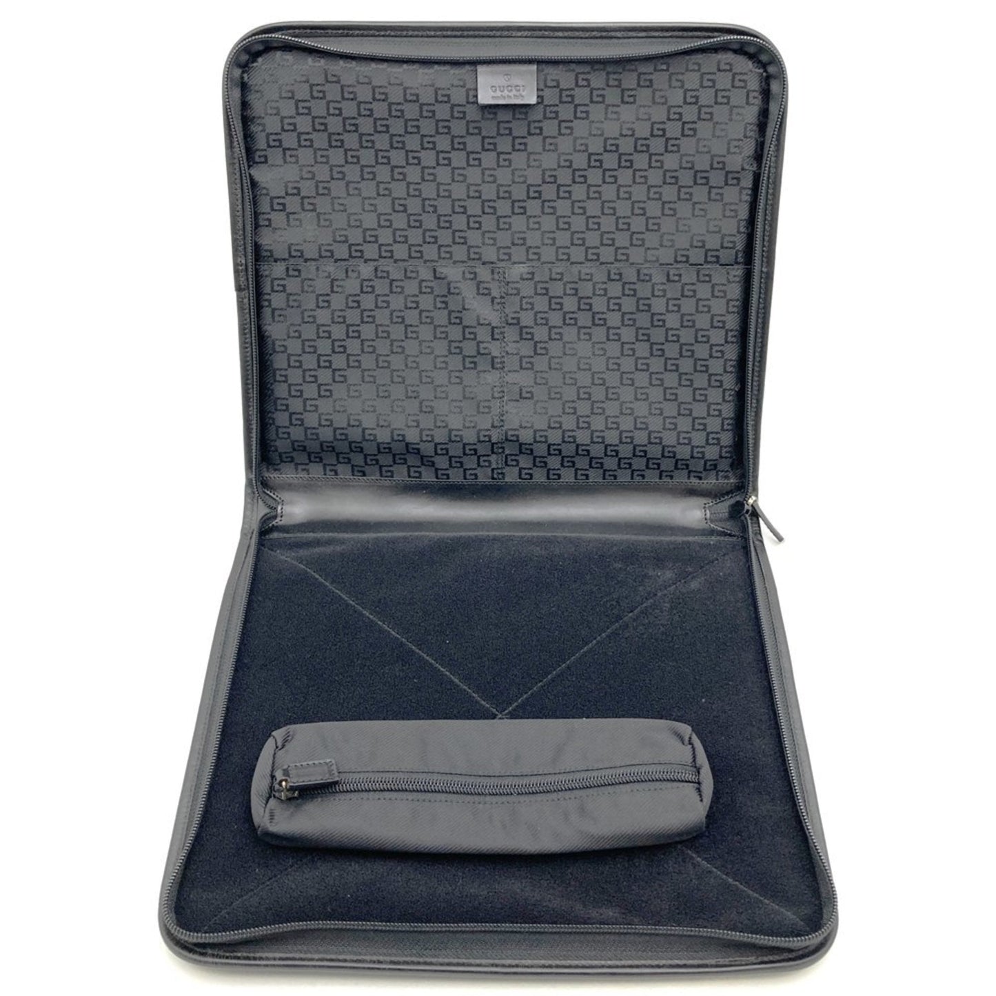 Gucci Black Nylon Leather Clutch Bag