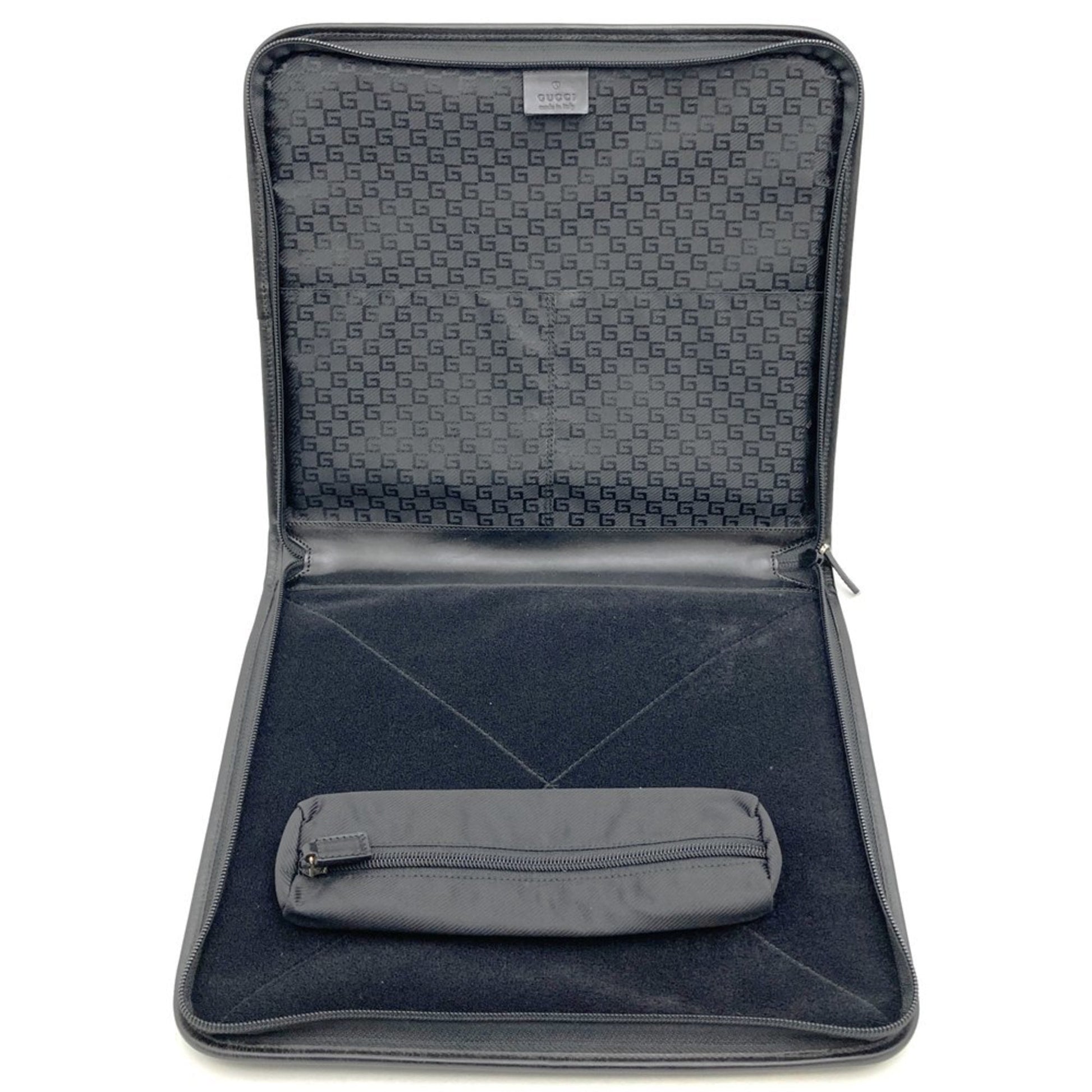 Gucci Black Nylon Leather Clutch Bag