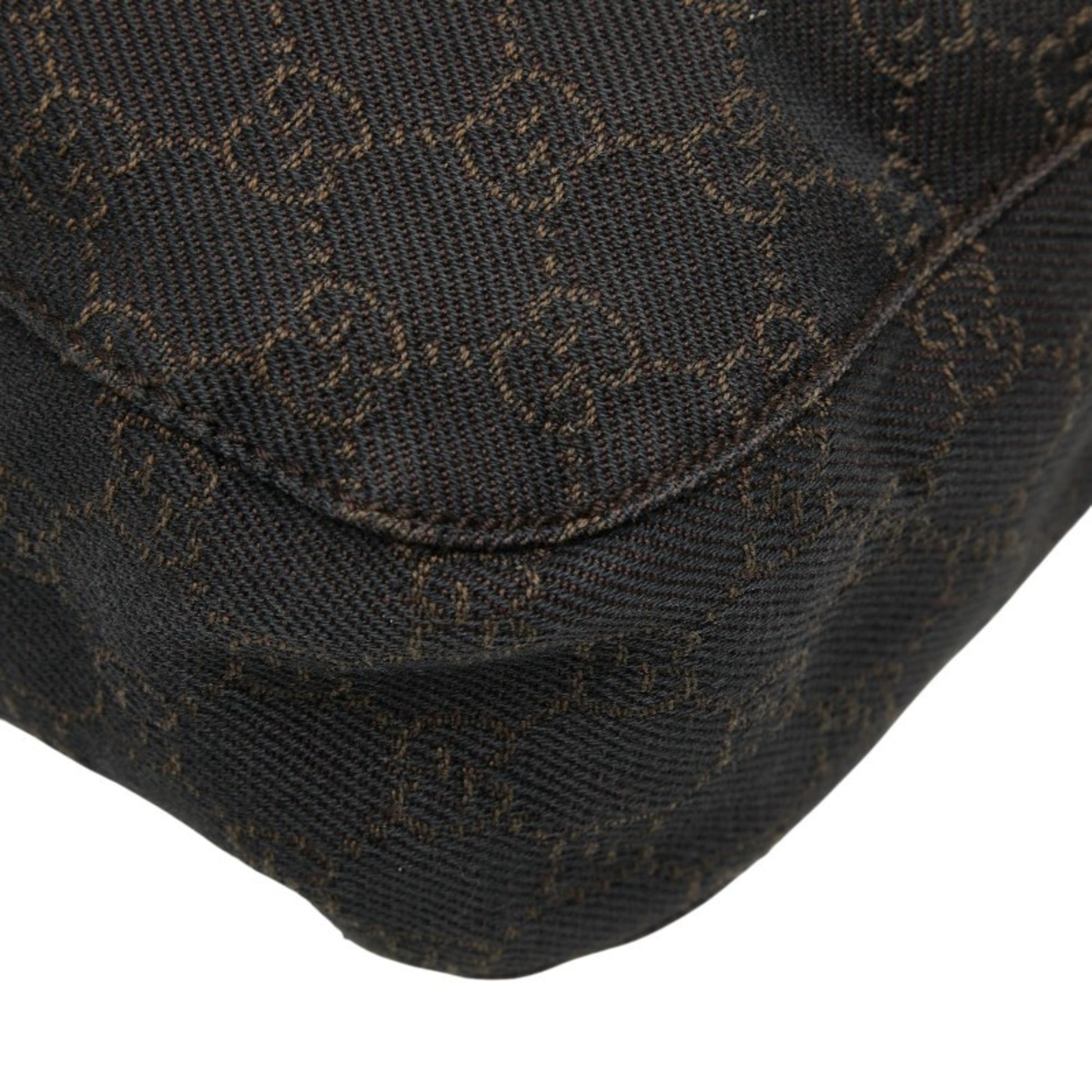 Gucci Brown Canvas Leather Shoulder Bag