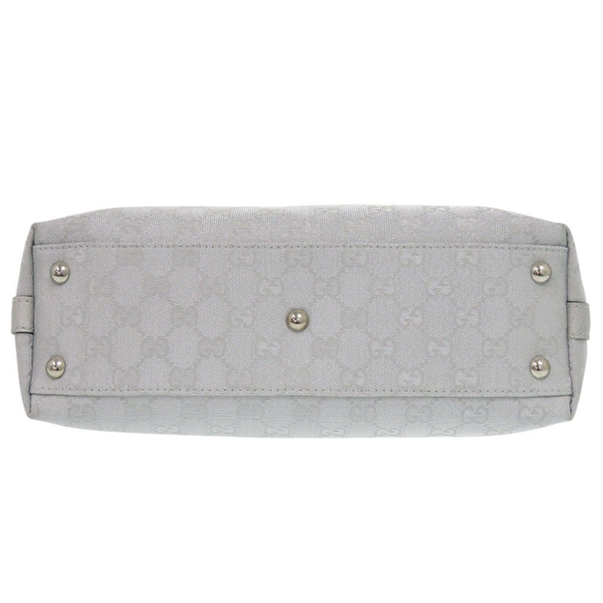 Gucci Gg Canvas Silver Gg Canvas Leather Handbag