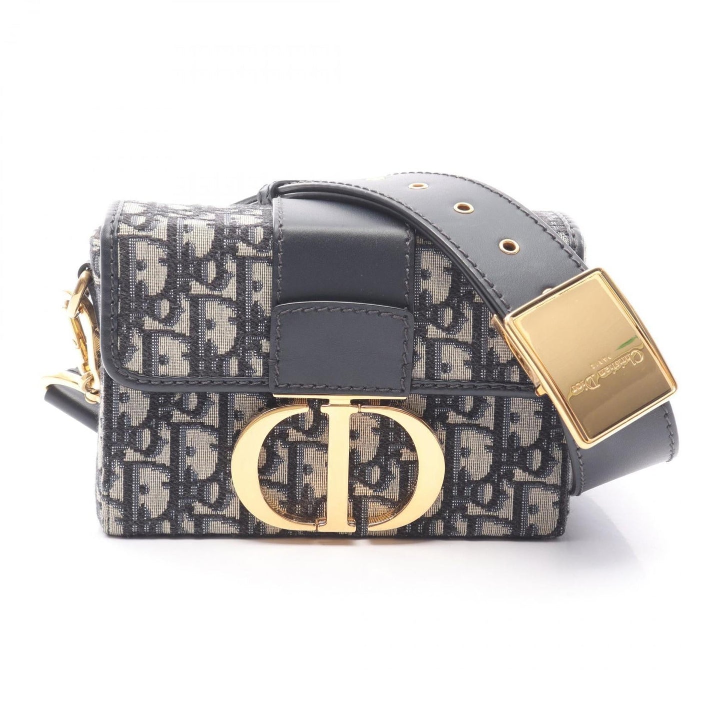 Dior Handbag Christian Shoulder Bag Leather Canvas Black