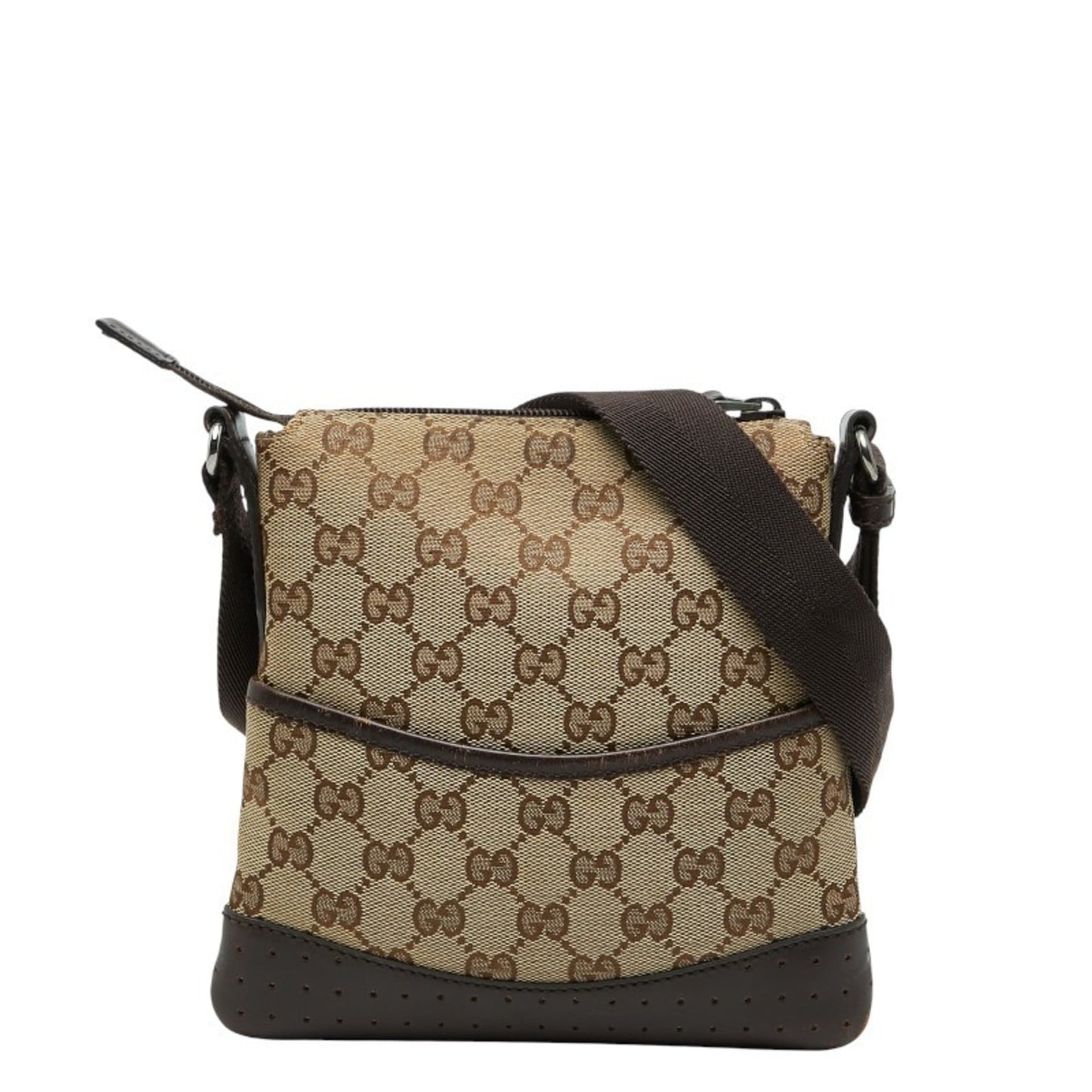 Gucci Gg Canvas Beige Brown Gg Canvas Leather Shoulder Bag