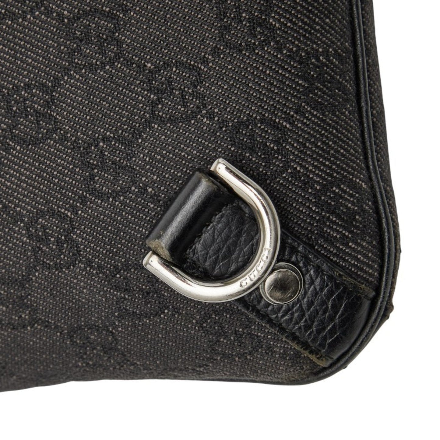 Gucci Black Canvas Leather Shoulder Bag