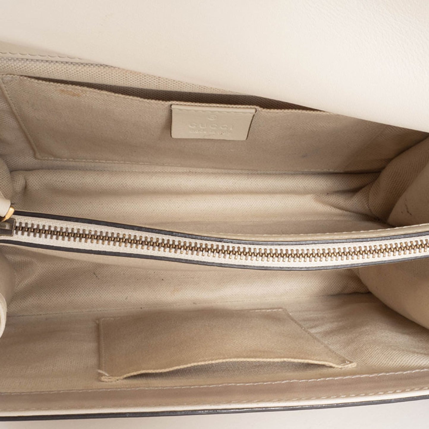 Gucci Ivory Navy Red Color Bamboo Leather Shoulder Bag