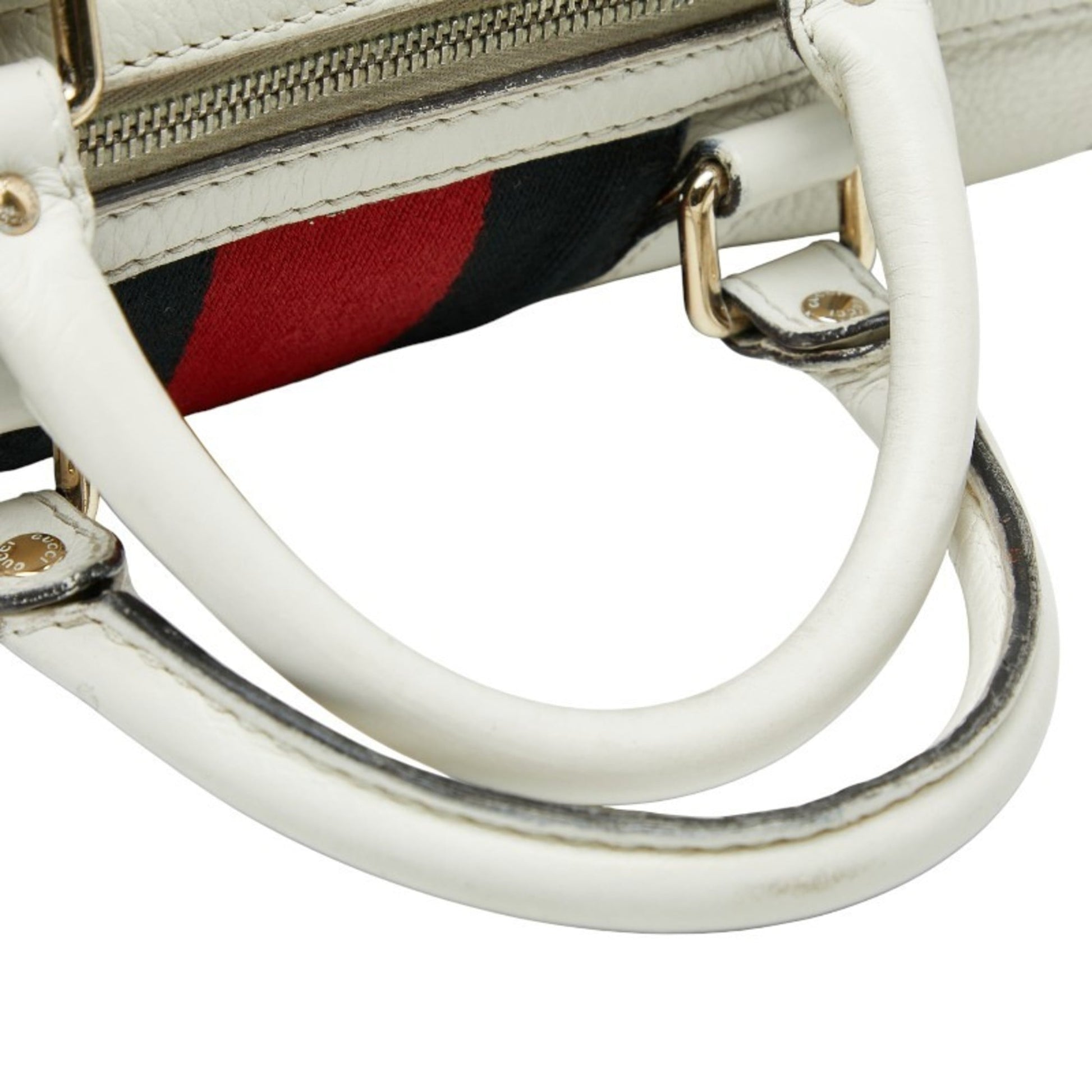 Gucci Beige Red Color Canvas Leather Boston Bag Shoulder Bag