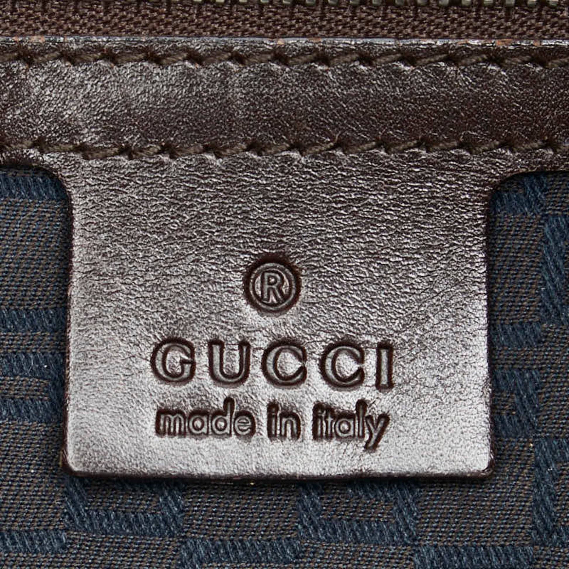 Gucci Beige Brown Canvas Leather Handbag
