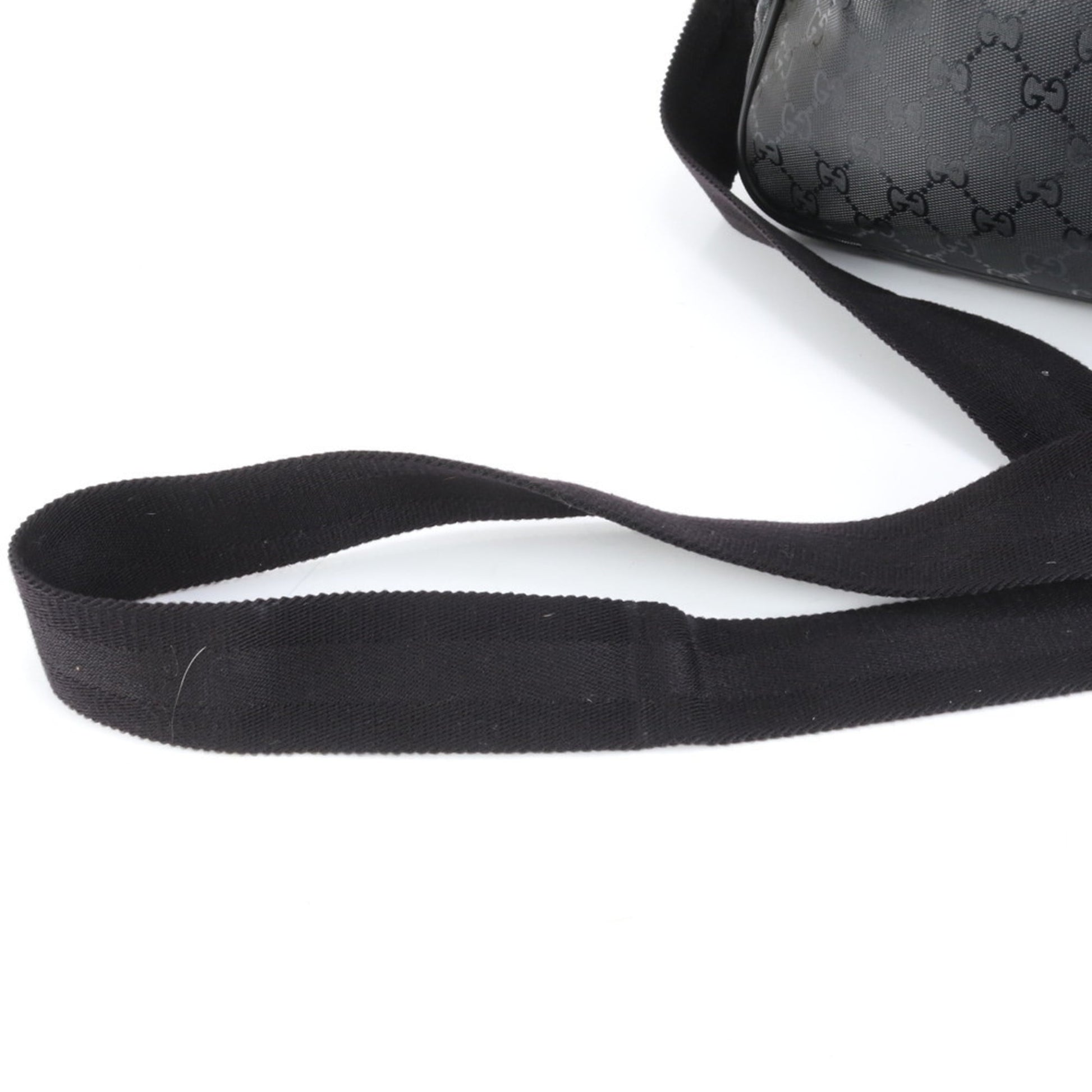 Gucci Black Leather Coated Canvas Shoulder Bag