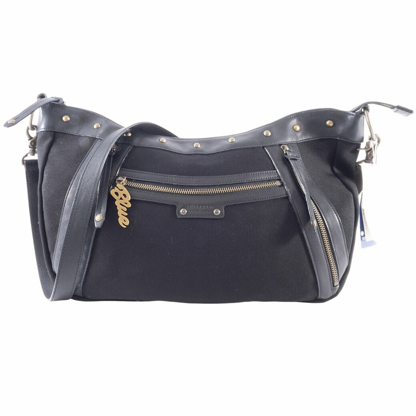 Burberry Shoulder Bag Leather Canvas Black 2