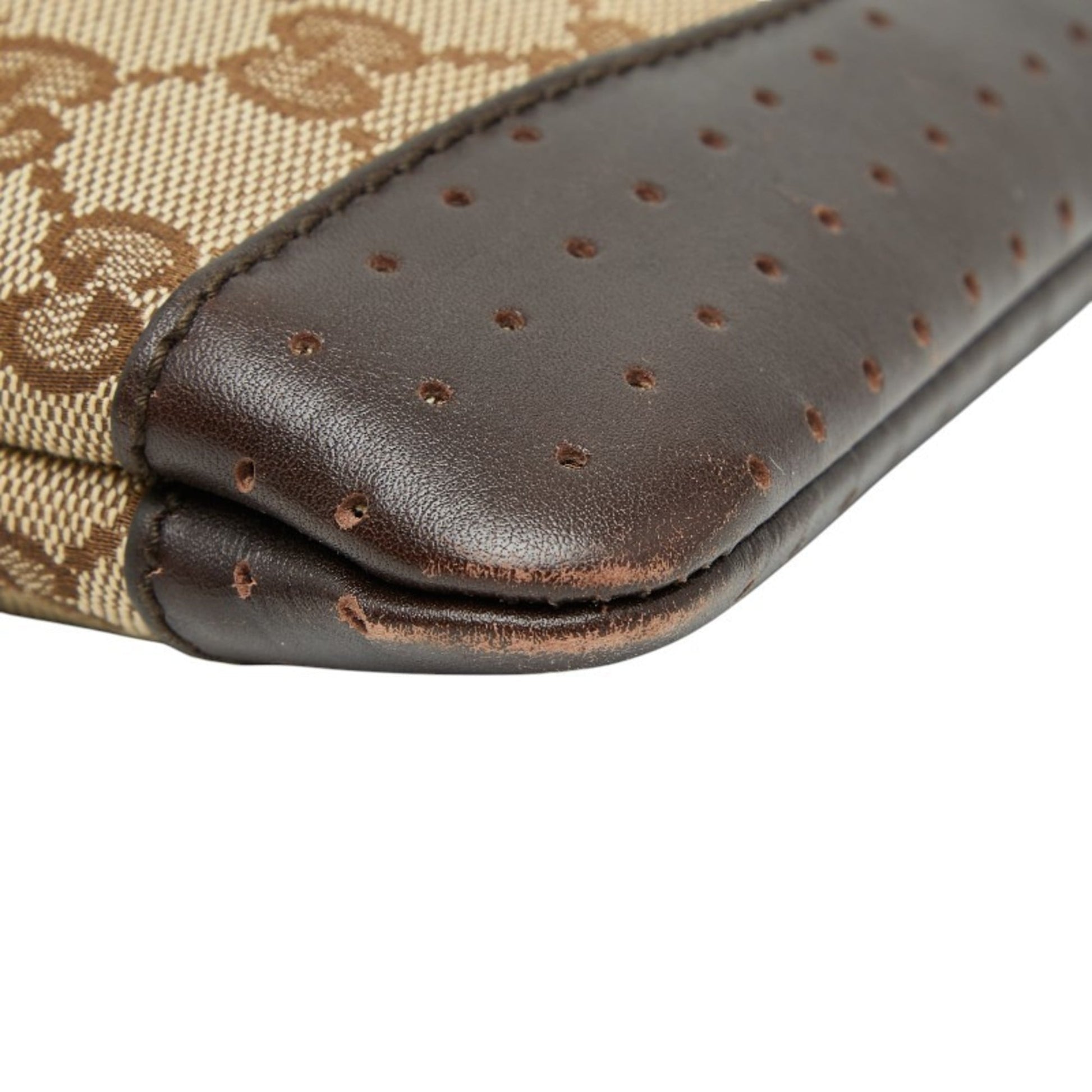 Gucci Gg Canvas Beige Brown Gg Canvas Leather Shoulder Bag