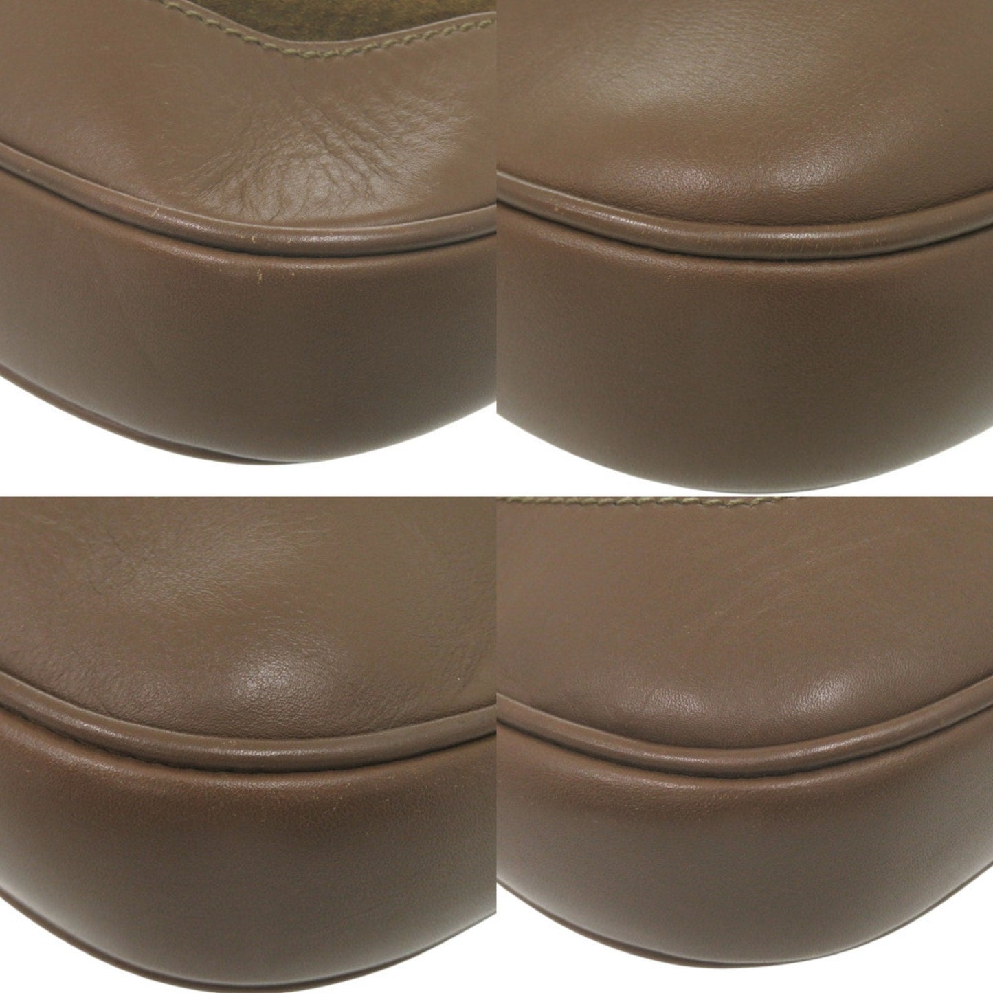 Gucci Brown Ivory Khaki Leather Suede Shoulder Bag