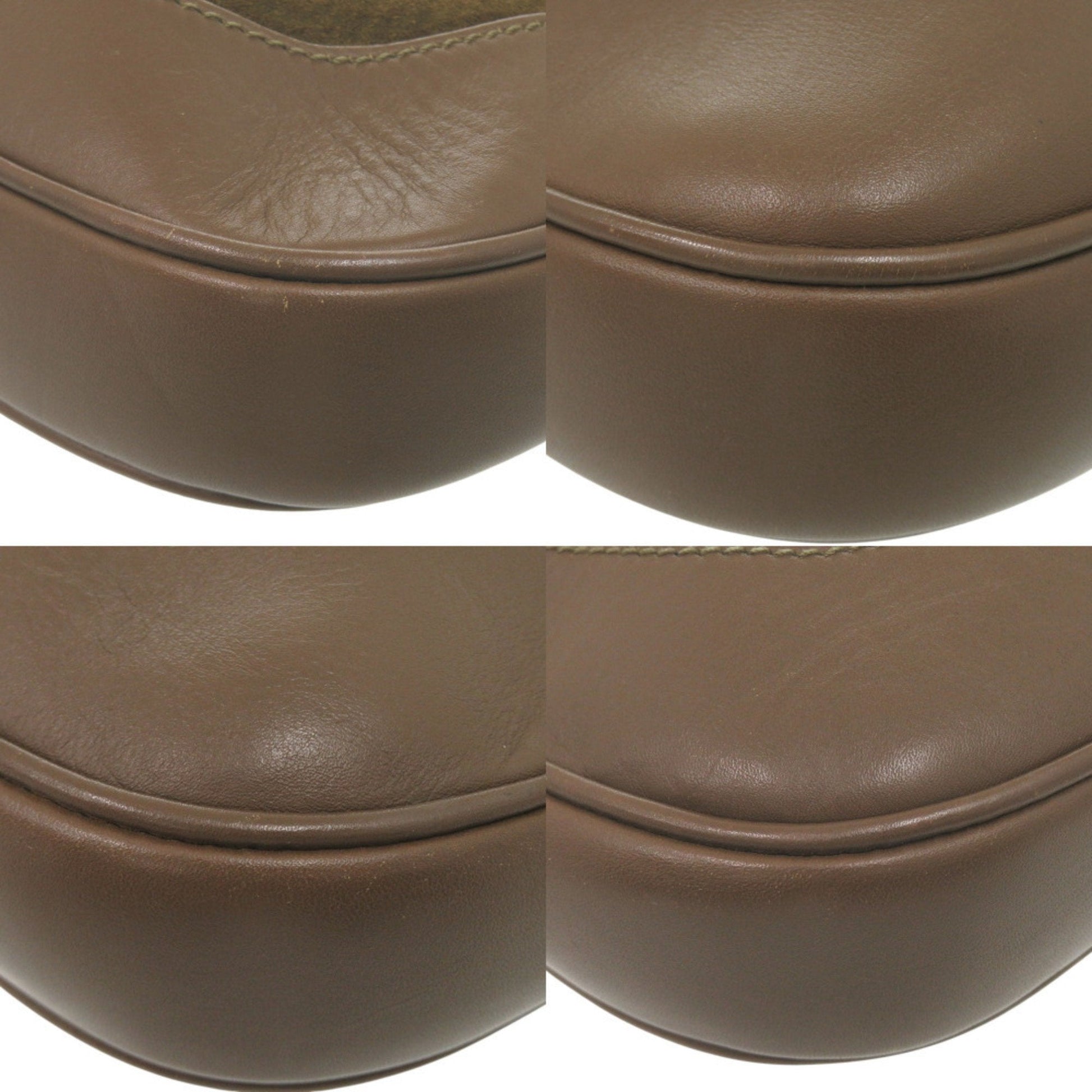Gucci Brown Ivory Khaki Leather Suede Shoulder Bag