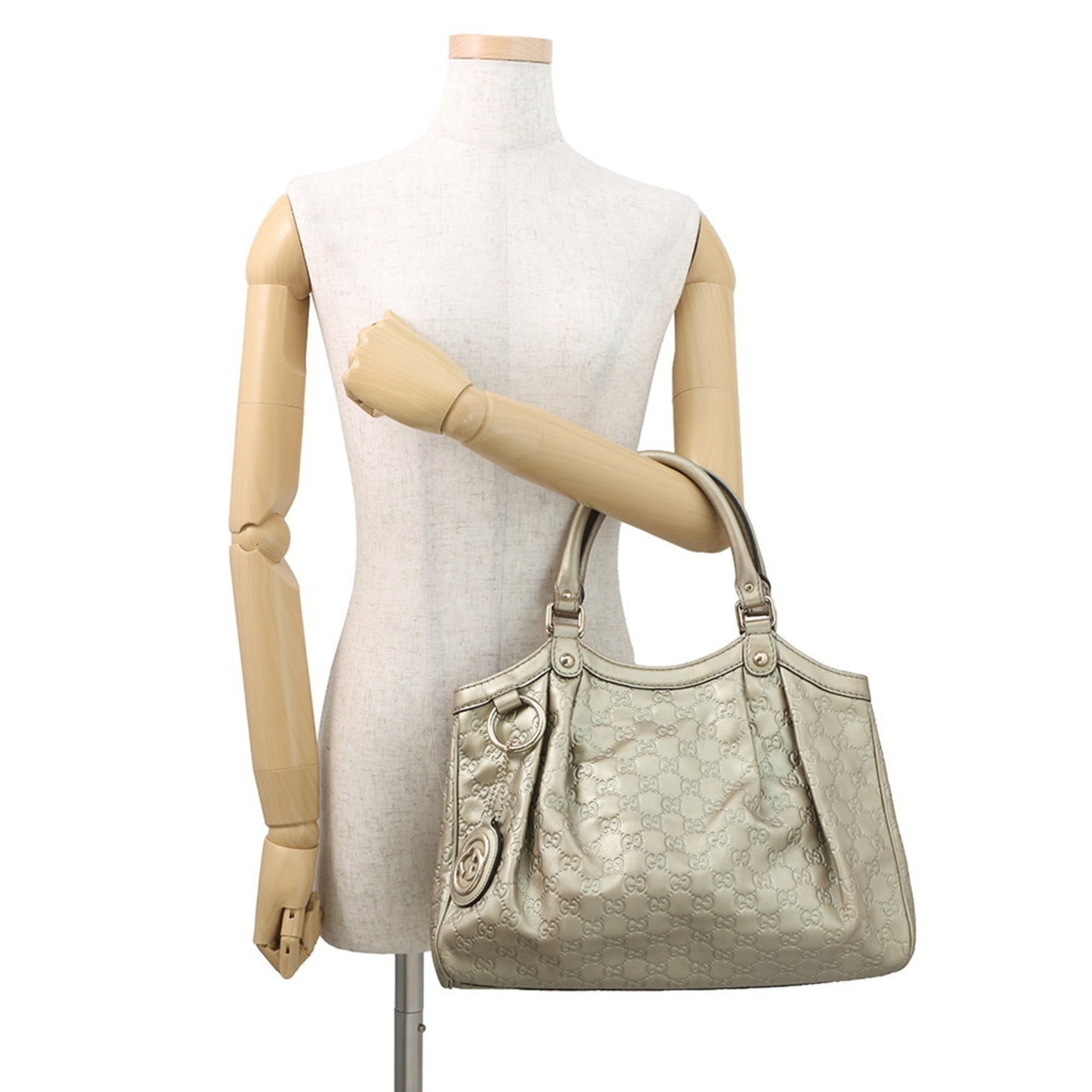 Gucci Sukey Beige Gold Leather Handbag