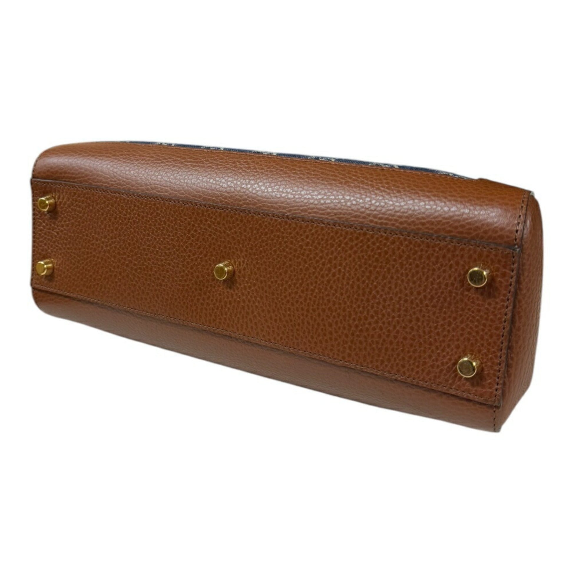 Gucci Blue Brown Denim Leather Shoulder Bag