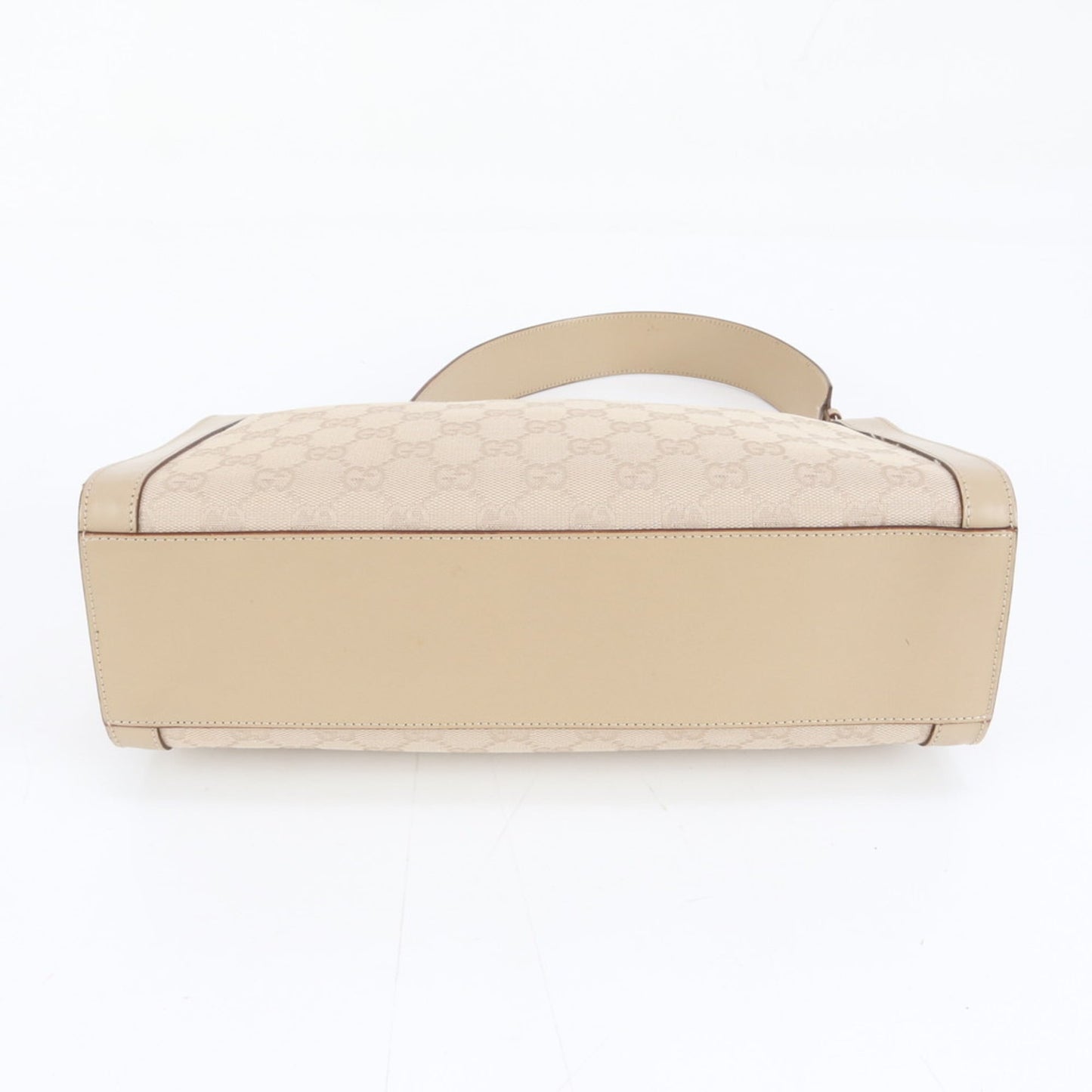 Gucci Beige Leather Canvas Shoulder Bag