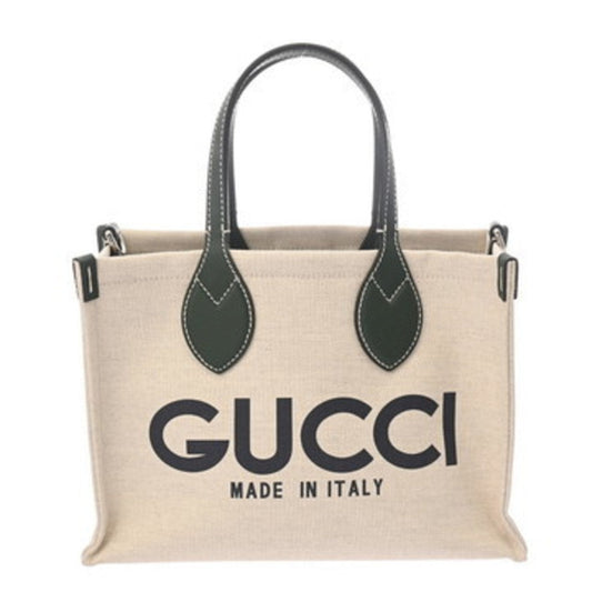 Gucci Beige Canvas Leather Handbag