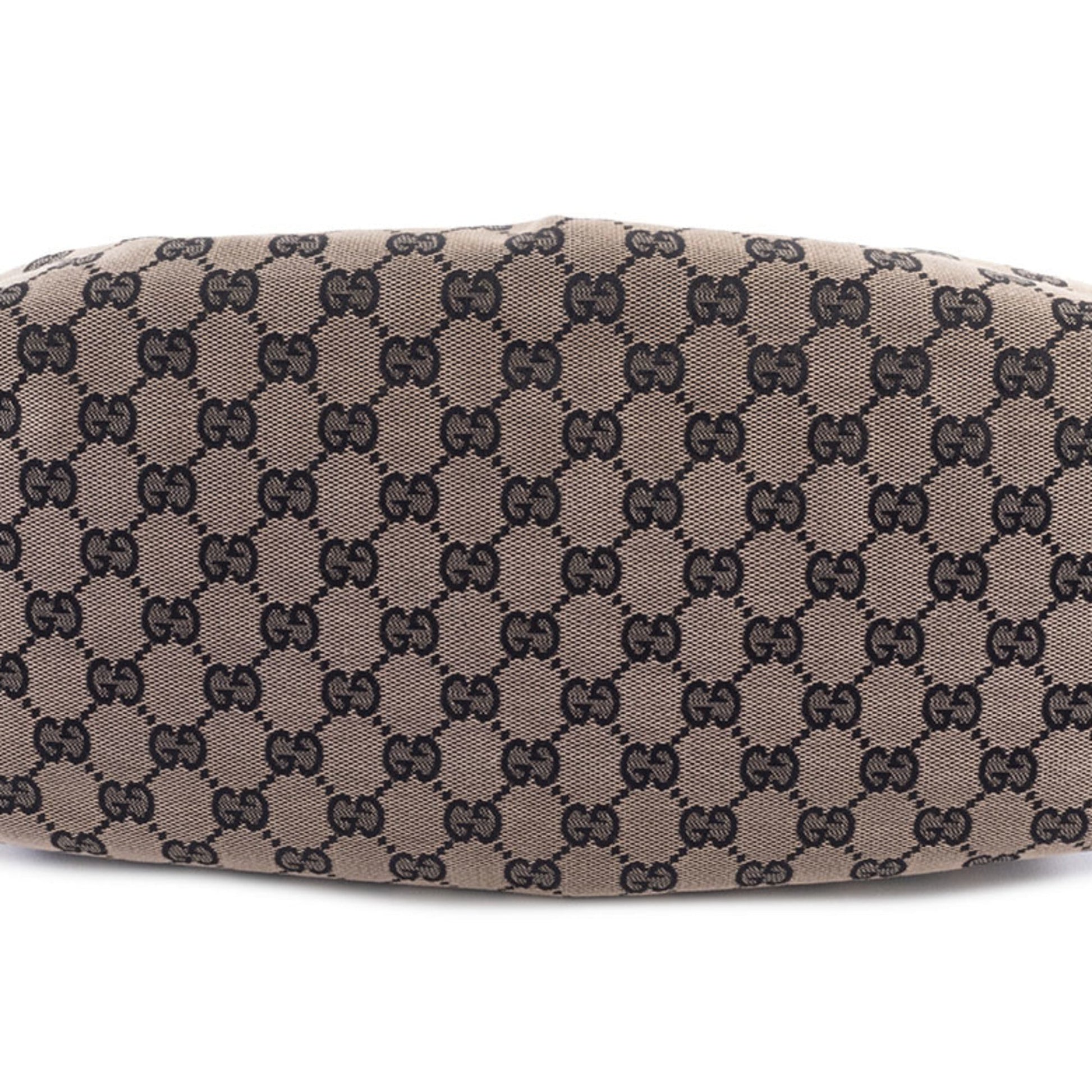 Gucci Gg Canvas Beige Black Gg Canvas Leather Handbag