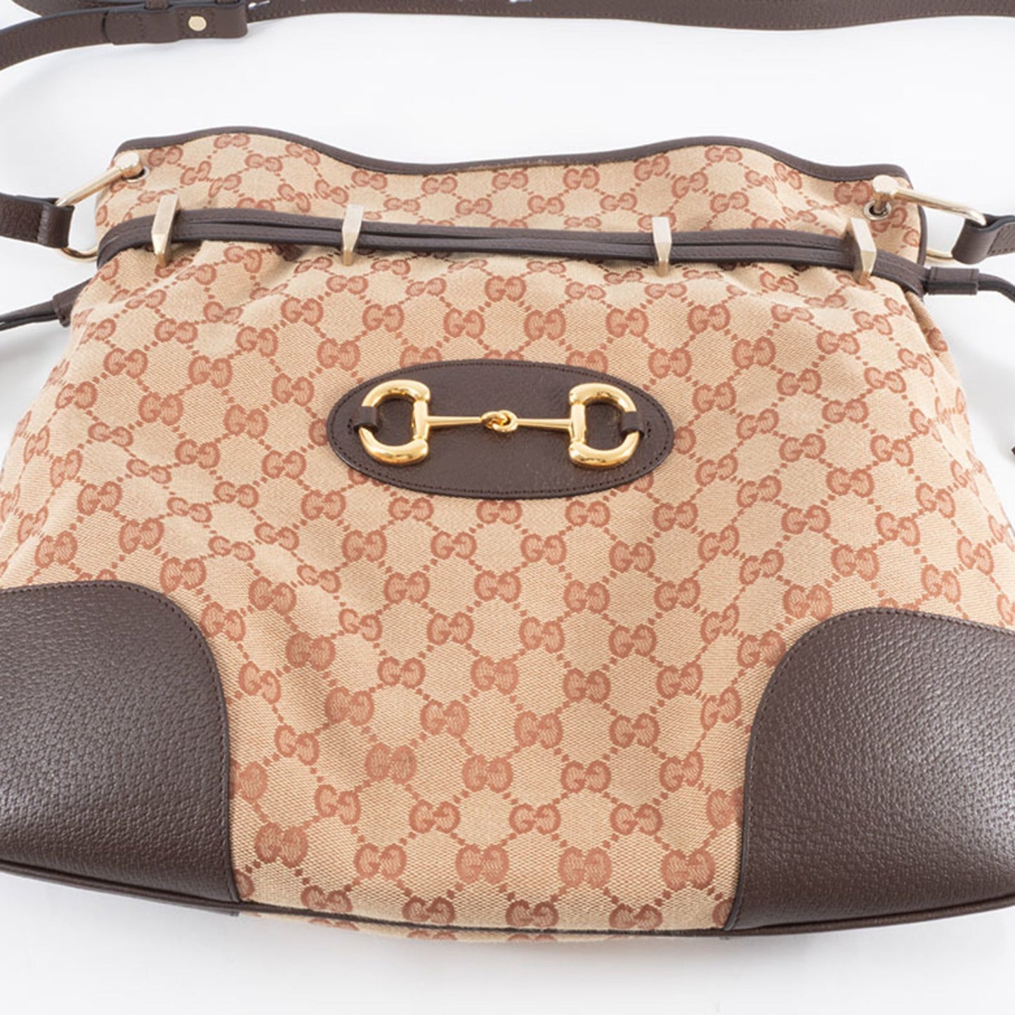 Gucci Beige Brown Gg Canvas Leather Shoulder Bag
