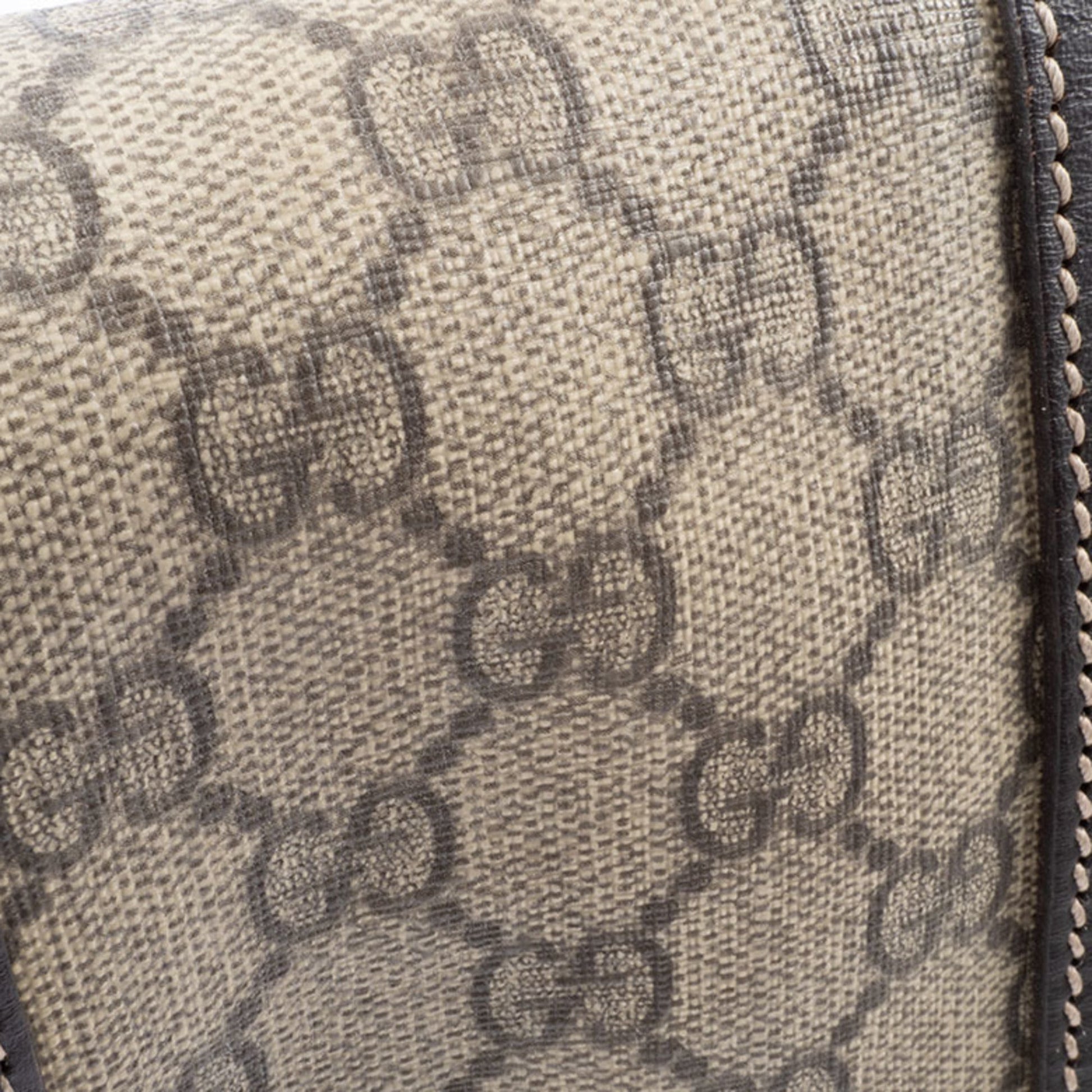 Gucci Beige Brown Canvas Leather Shoulder Bag