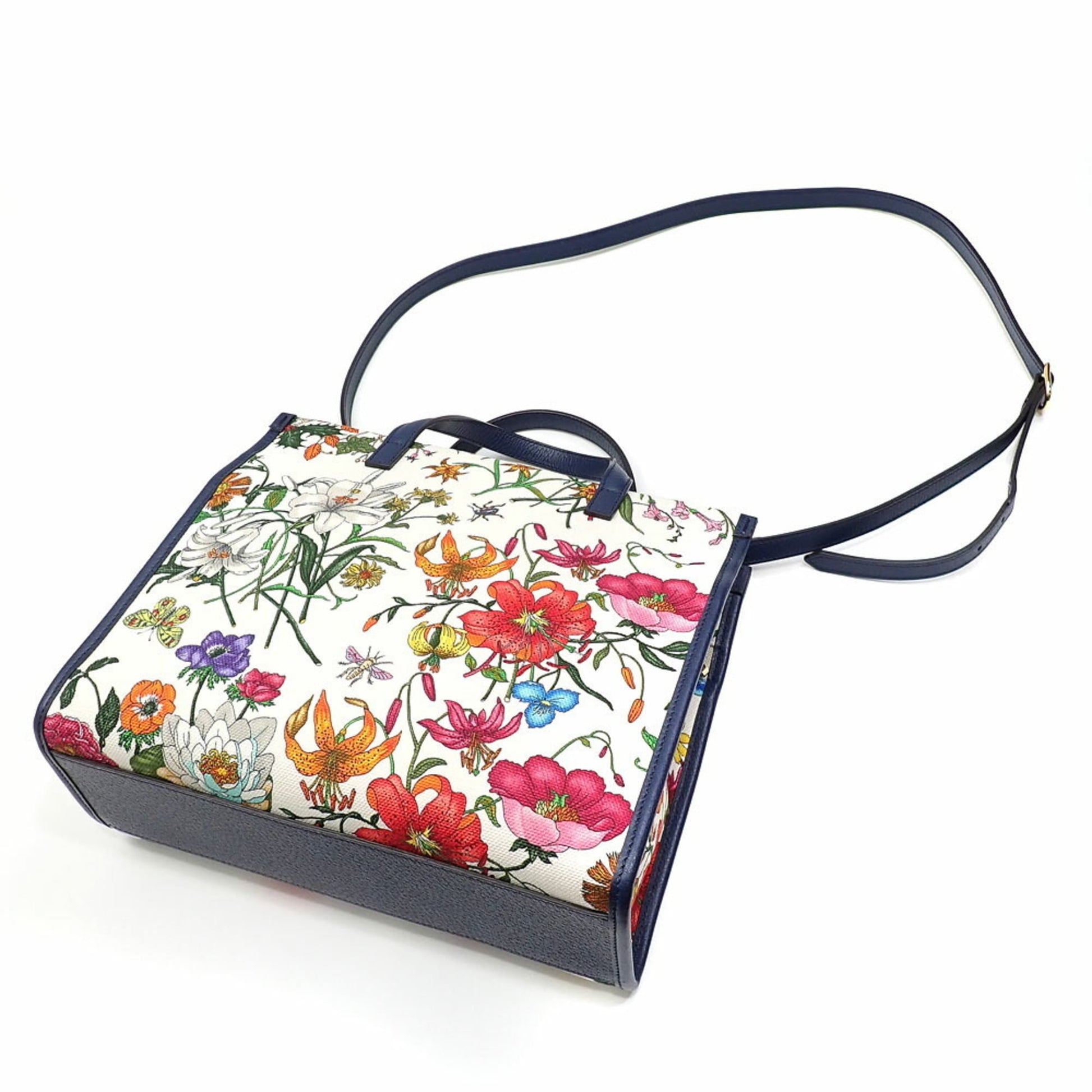 Gucci Multi-Color White Canvas Leather Handbag